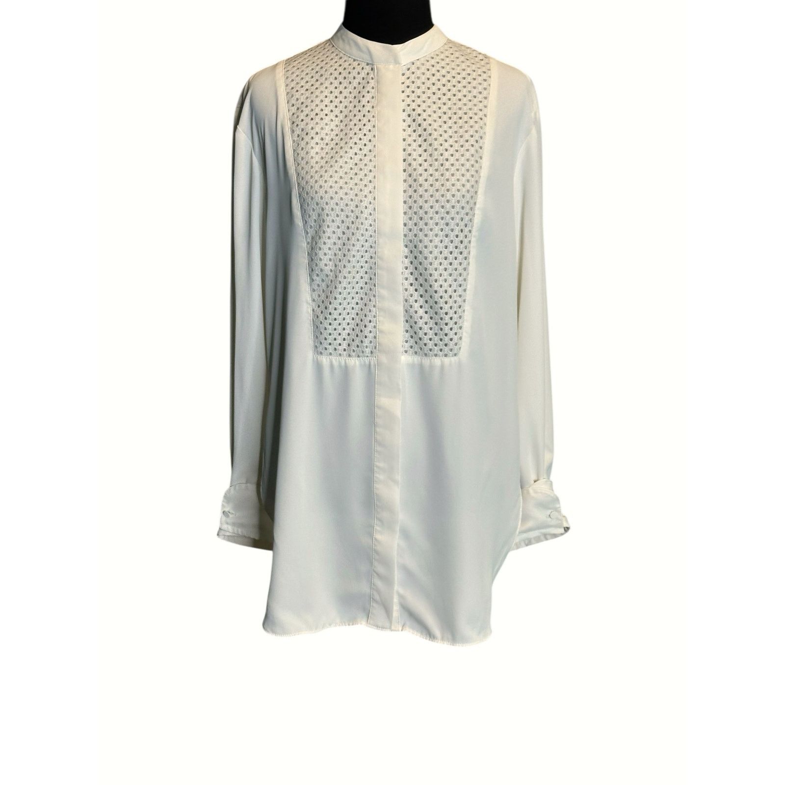 H&M H&M white long sleeves hidden button tunic blouse size Small Size S / US 4 / IT 40 - 17 Thumbnail