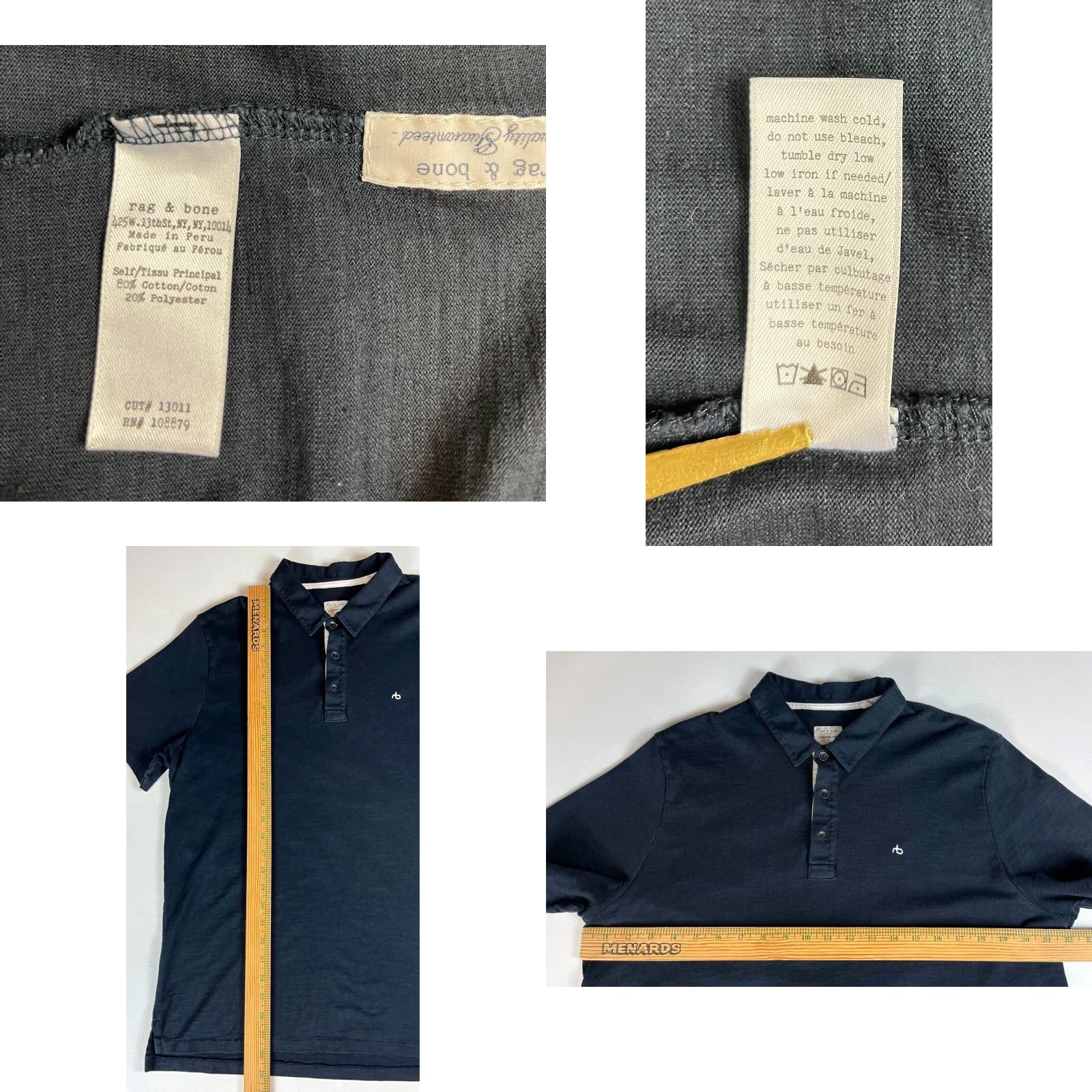 Rag & Bone rag & bone Men's Polo Shirt XL Black Classic Polo Shirt Mens XL Rag & Bone NYC Size US XL / EU 56 / 4 - 8 Thumbnail