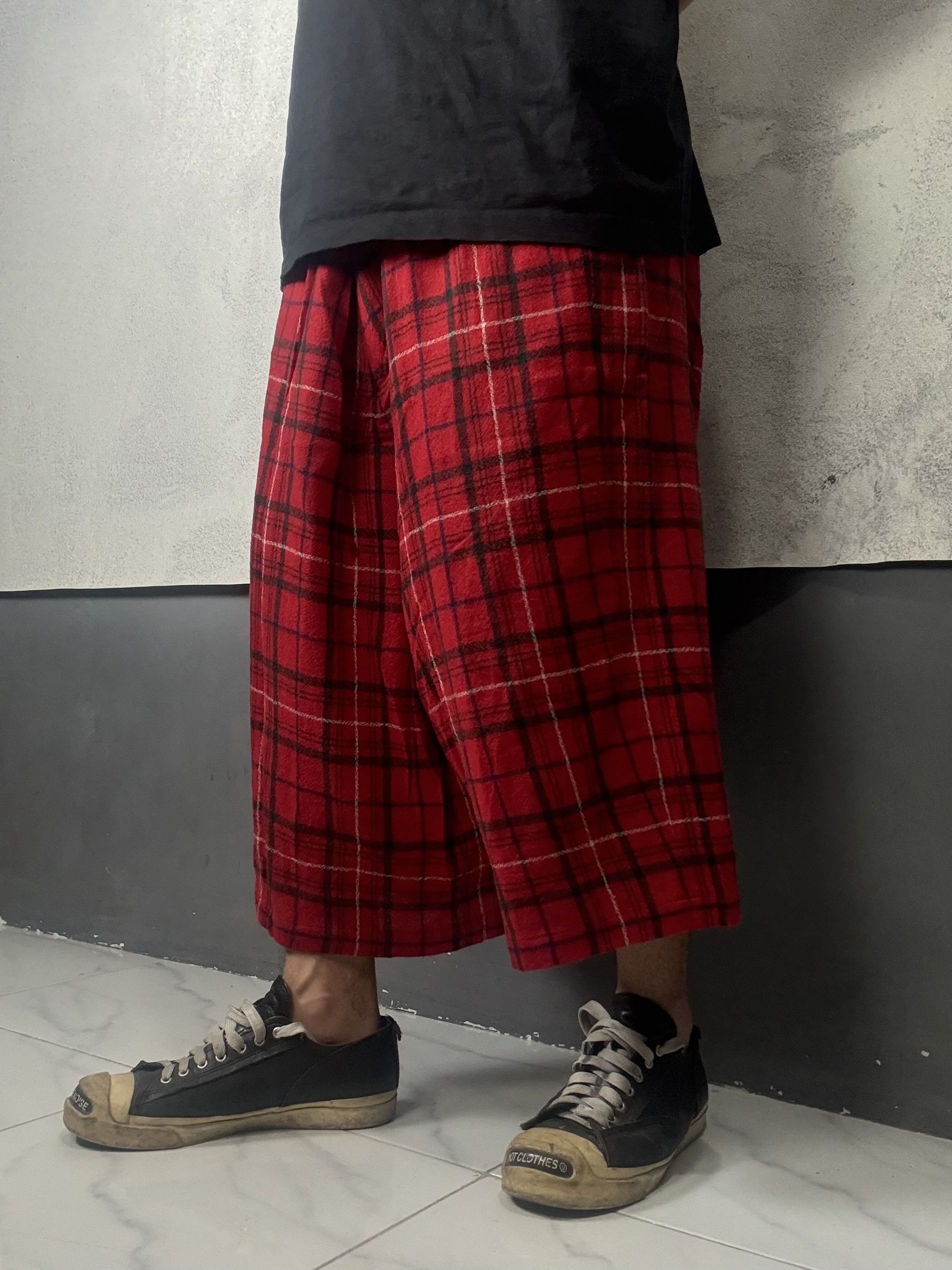 Yohji Yamamoto Y's Yohji Yamamoto Drop Crotch Plaid Tartan Wide Pants Size US 32 / EU 48 - 1 Thumbnail