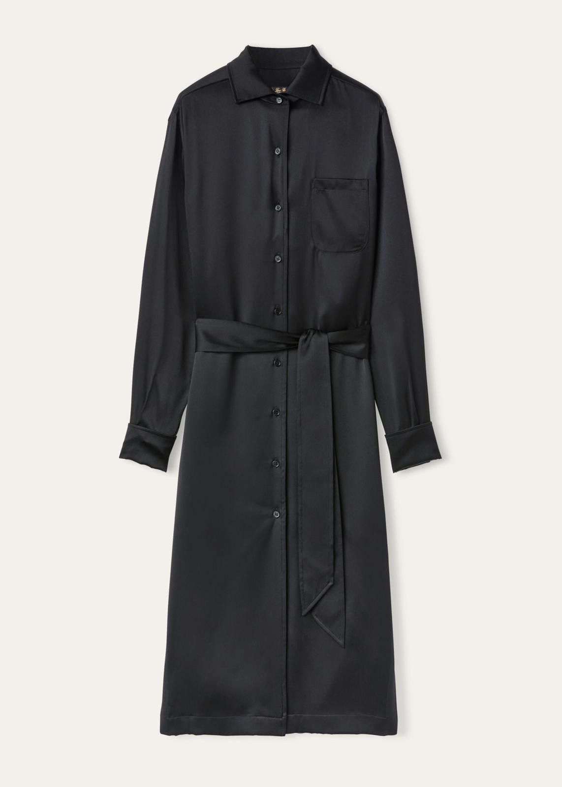 Loro Piana o1srvl11e0125 FAN7455 Karel Satin Dress in Black Size XS / US 0-2 / IT 36-38 - 1 Thumbnail