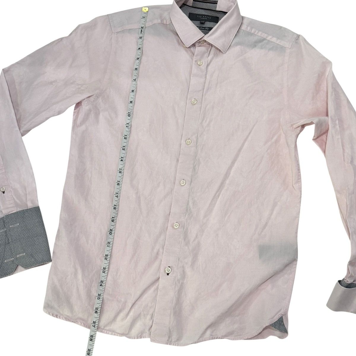 Ted Baker Pink/Gray French Cuff Dress Shirt Subtle White Floral 15.5 Size US M / EU 48-50 / 2 - 5 Thumbnail