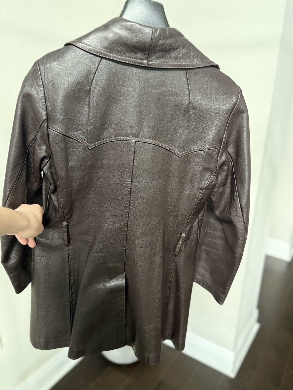 Other 1970s Made in England Brown Leather Coat GABEV Original Size S / US 4 / IT 40 - 6 Thumbnail