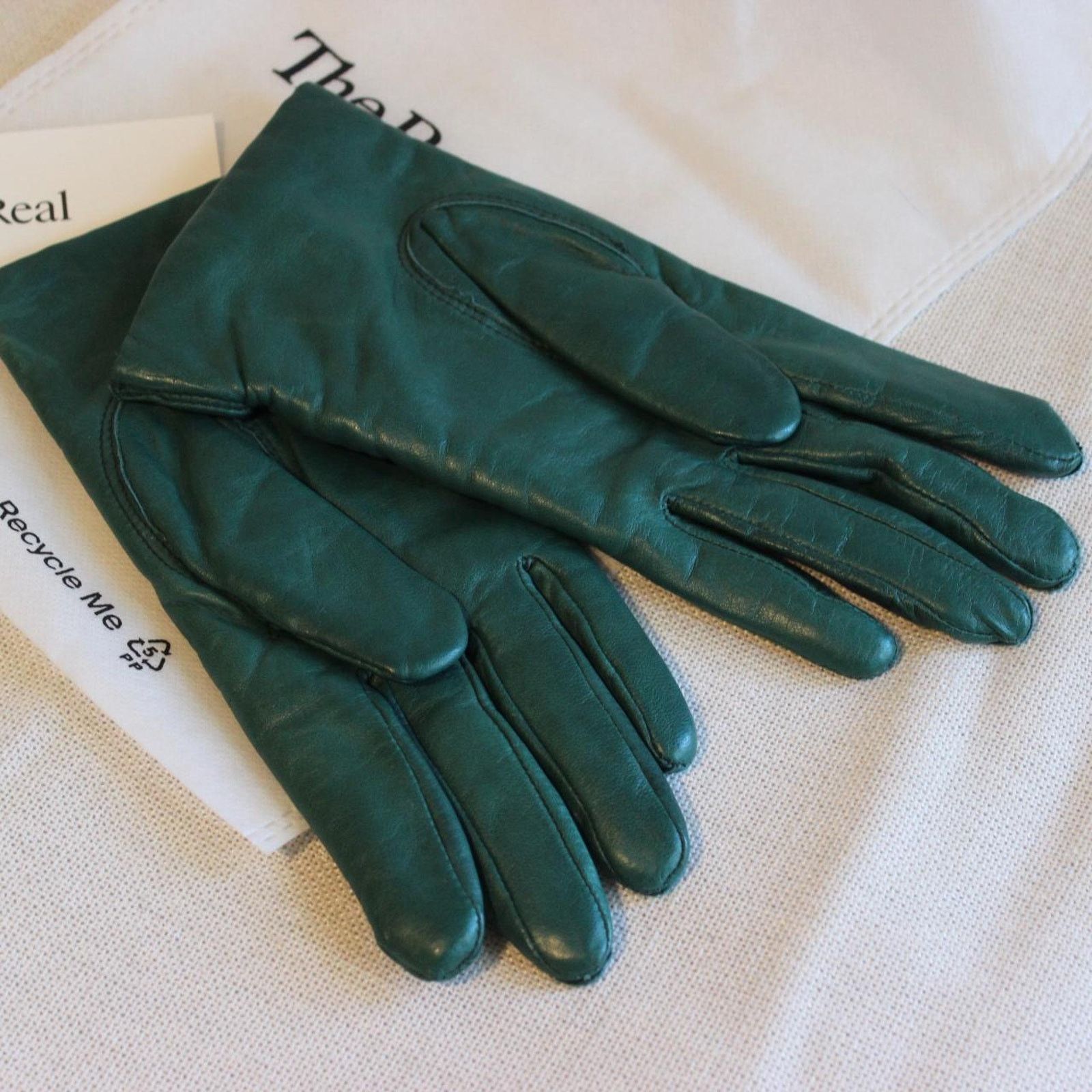 Other Vintage Deep Green Leather Gloves (XS) Size ONE SIZE - 1 Thumbnail