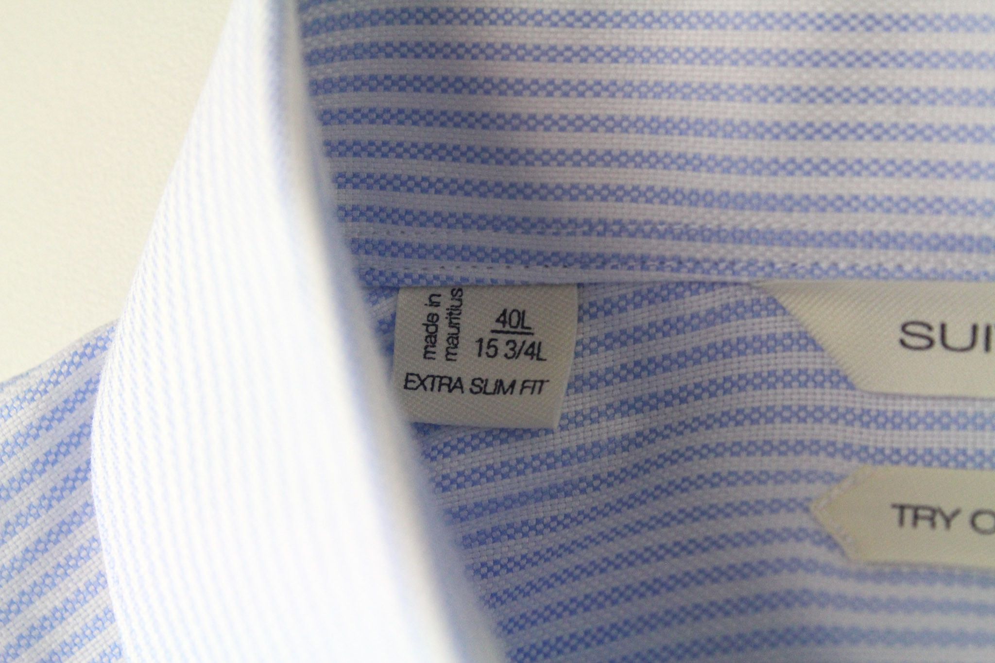 Suitsupply 40L/15 3/4L Extra Slim Blue Cotton Striped 72278 Size 40L - 5 Thumbnail