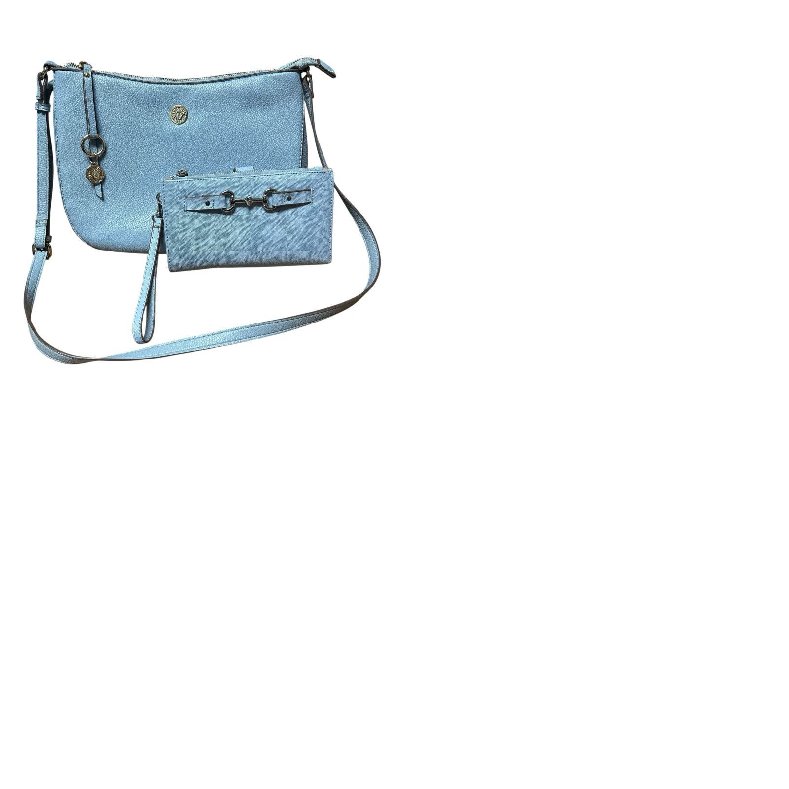 Anne Klein Anne Klein Light Blue Crossbody Purse W/ Wallet Wristlet Women’s Should Handbag Crossbody Bag Medium Blue Accessories Zipper Strap Accent Size ONE SIZE - 12 Thumbnail