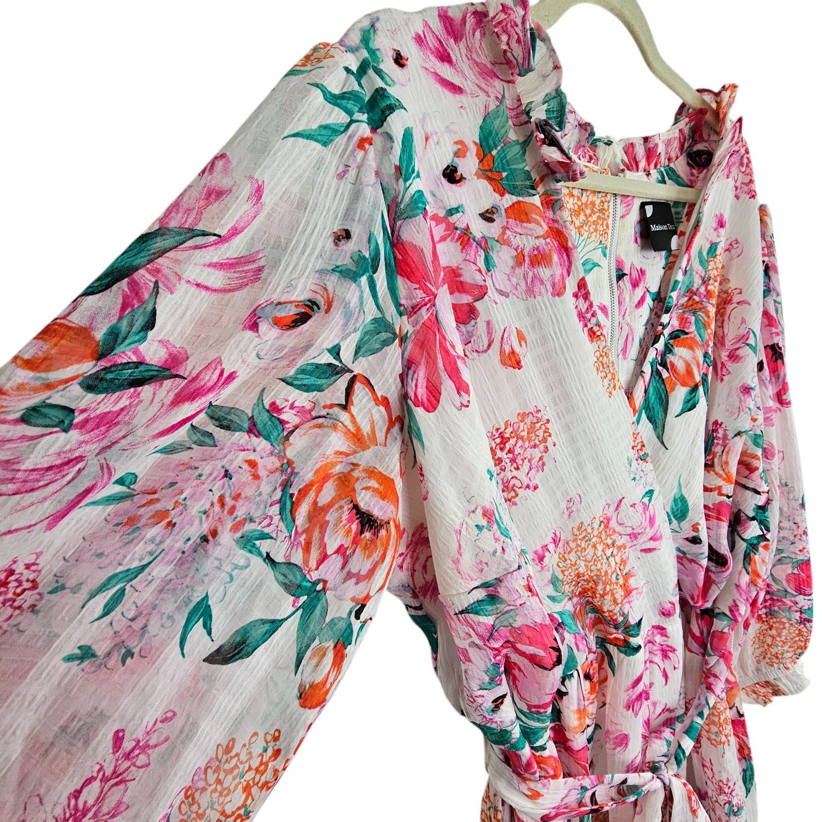 Maison Forte Maison Tara Womens Floral Mini Wrap Dress 18W Garden Party Size XXL / US 16-18 / IT 52-54 - 6 Thumbnail