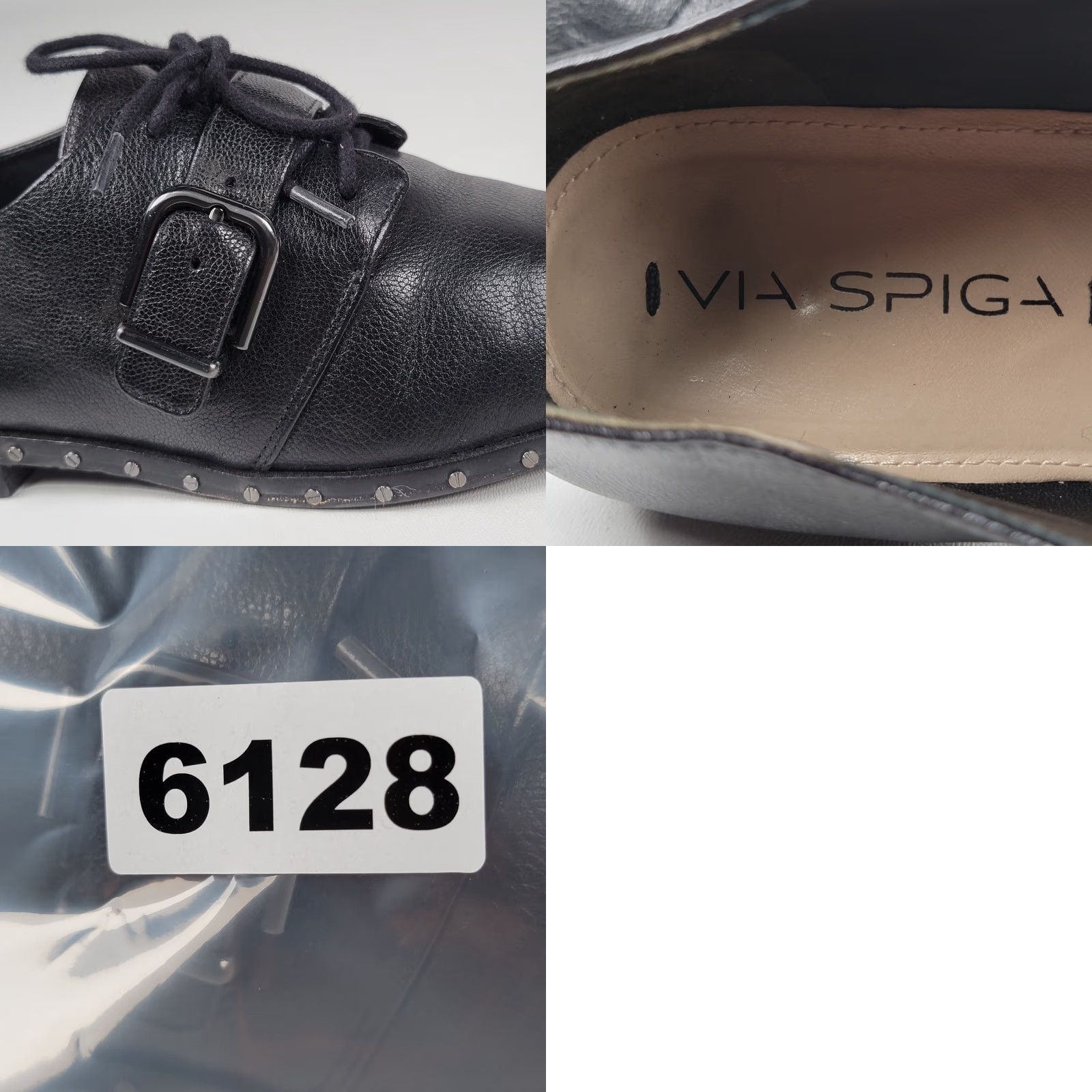 Vintage Via Spiga Buckle Pointed Stud Lace up Ladonna Loafers Black Women's US 7M Size US 7 / IT 37 - 9 Thumbnail