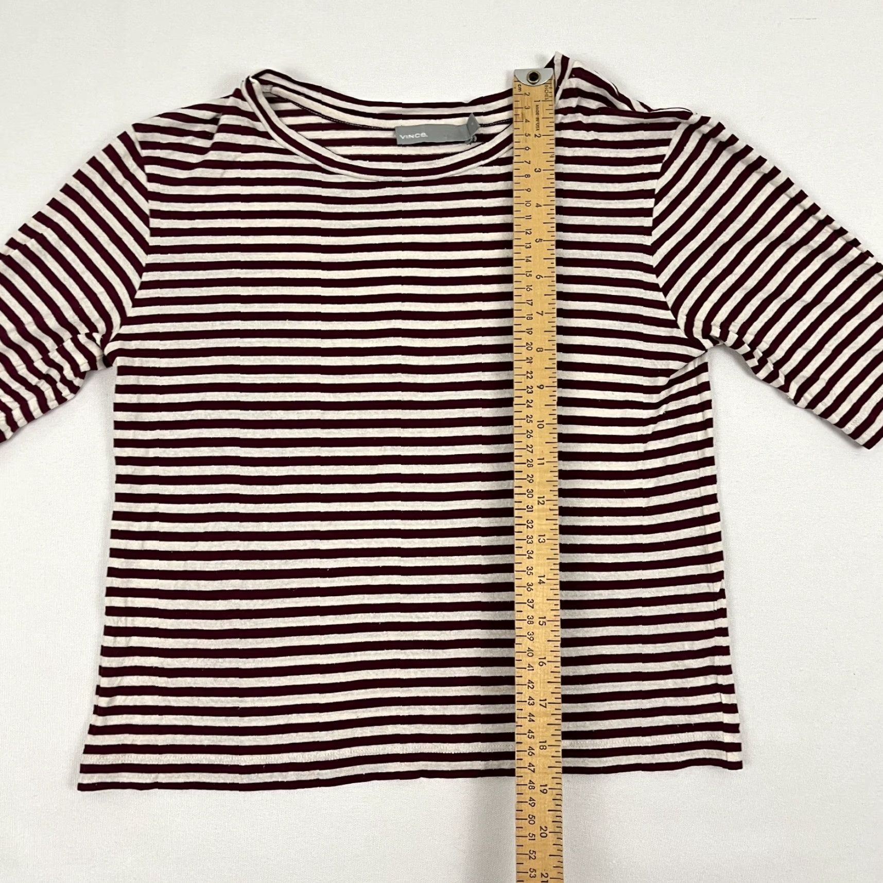 Nike Vince Blouse Womens Small Crop Red Cream Striped Silk Viscose Candy Cane Holiday Size M / US 6-8 / IT 42-44 - 4 Thumbnail