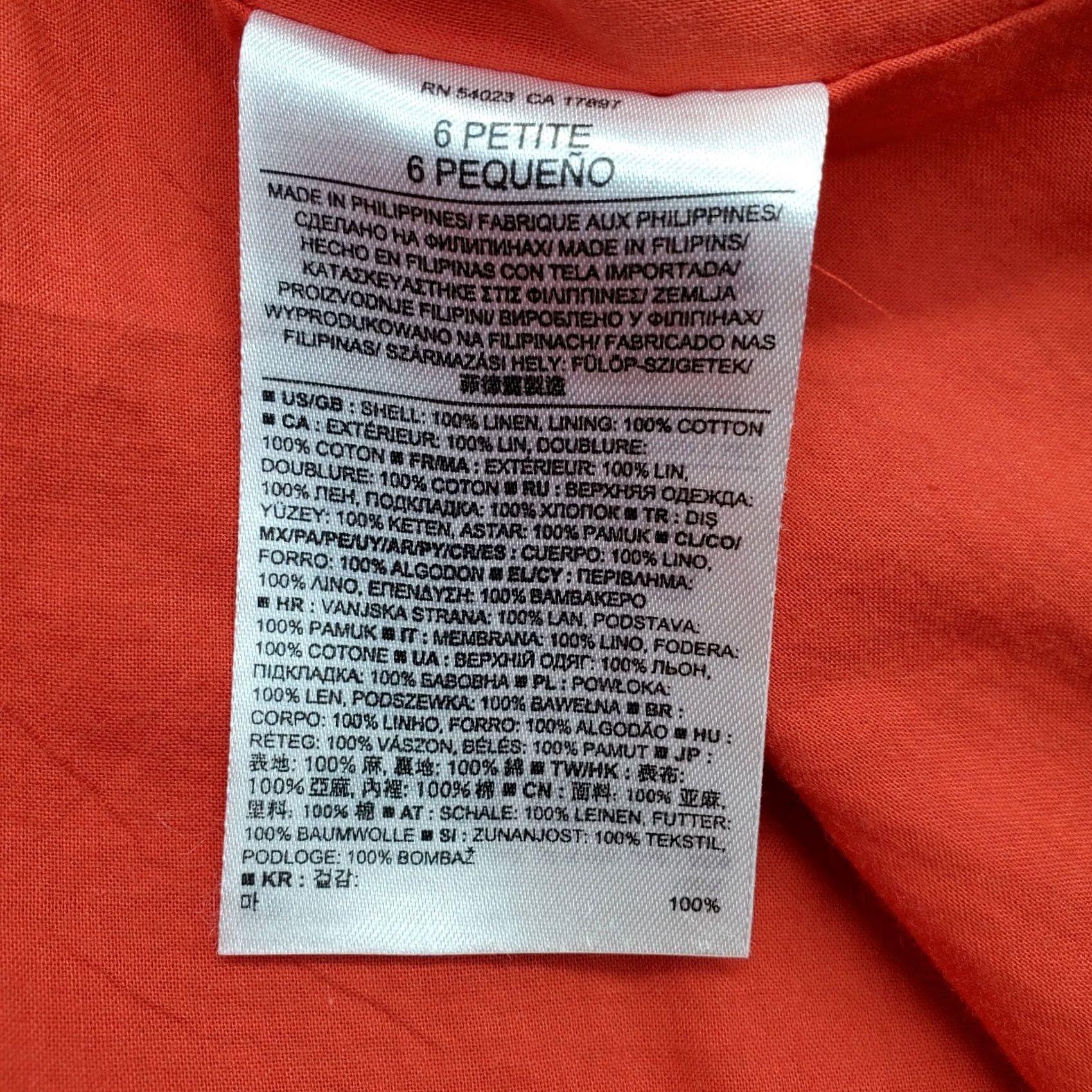 Banana Republic Banana Republic Shift Dress Womens 6P Orange Sleeveless Knee Length Linen Size M / US 6-8 / IT 42-44 - 4 Thumbnail