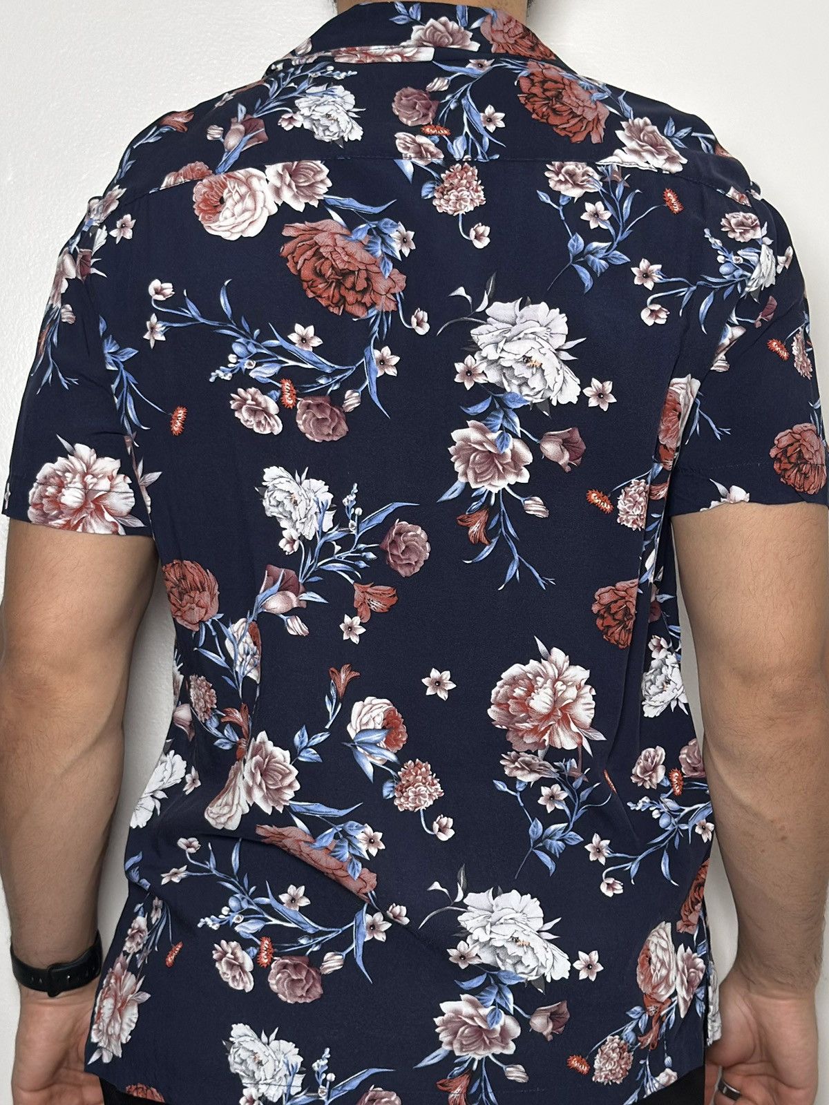 Denim & Flower Denim & Flower Ricky Singh Navy Floral Short Sleeve Shirt Size US L / EU 52-54 / 3 - 4 Thumbnail