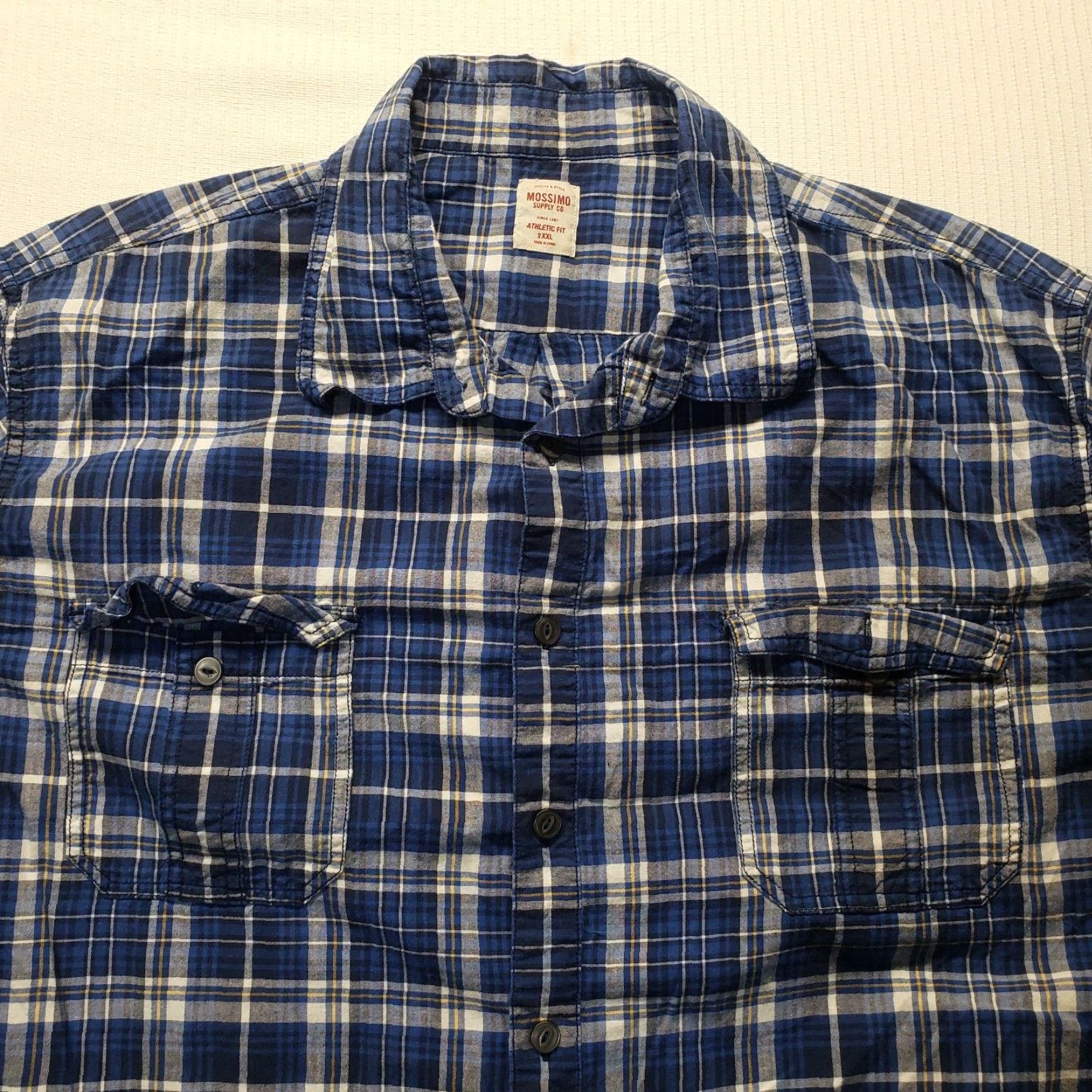 Mossimo Mossimo Shirt Button-Up Plaid Blue Short Sleeve Pockets 2XL Men's Size 2XL Adult Casual Modern Vintage No N/A Size US XXL / EU 58 / 5 - 2 Thumbnail