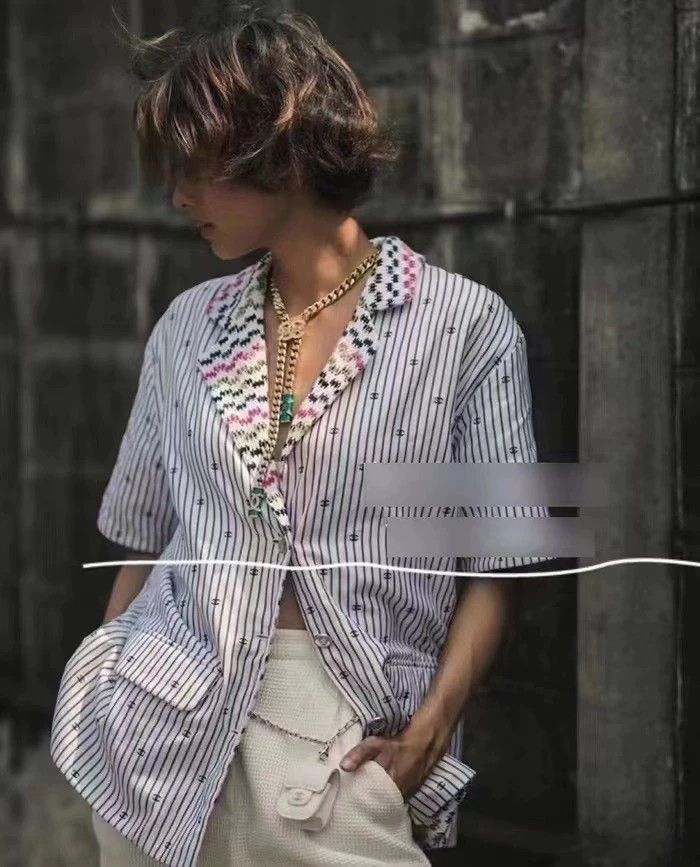Chanel Chanel Striped double C logo short-sleeved jacket 2504-Next Size XS / US 0-2 / IT 36-38 - 6 Thumbnail