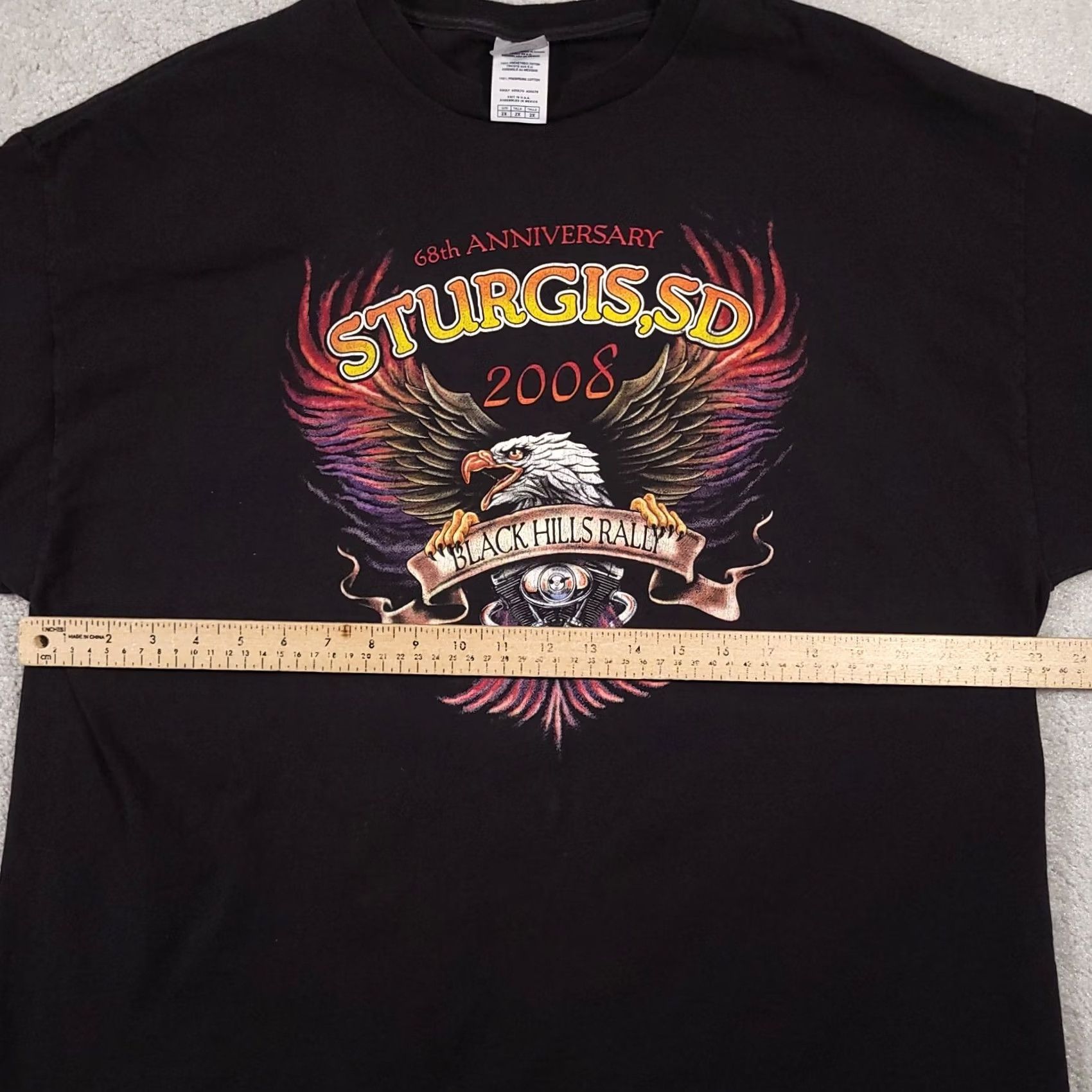 Vintage Sturgis Black Hills Rally 68th Anniversary 2008 T-Shirt Mens 2X Black Motorcycle Hanes Heavyweight Size US XXL / EU 58 / 5 - 7 Thumbnail