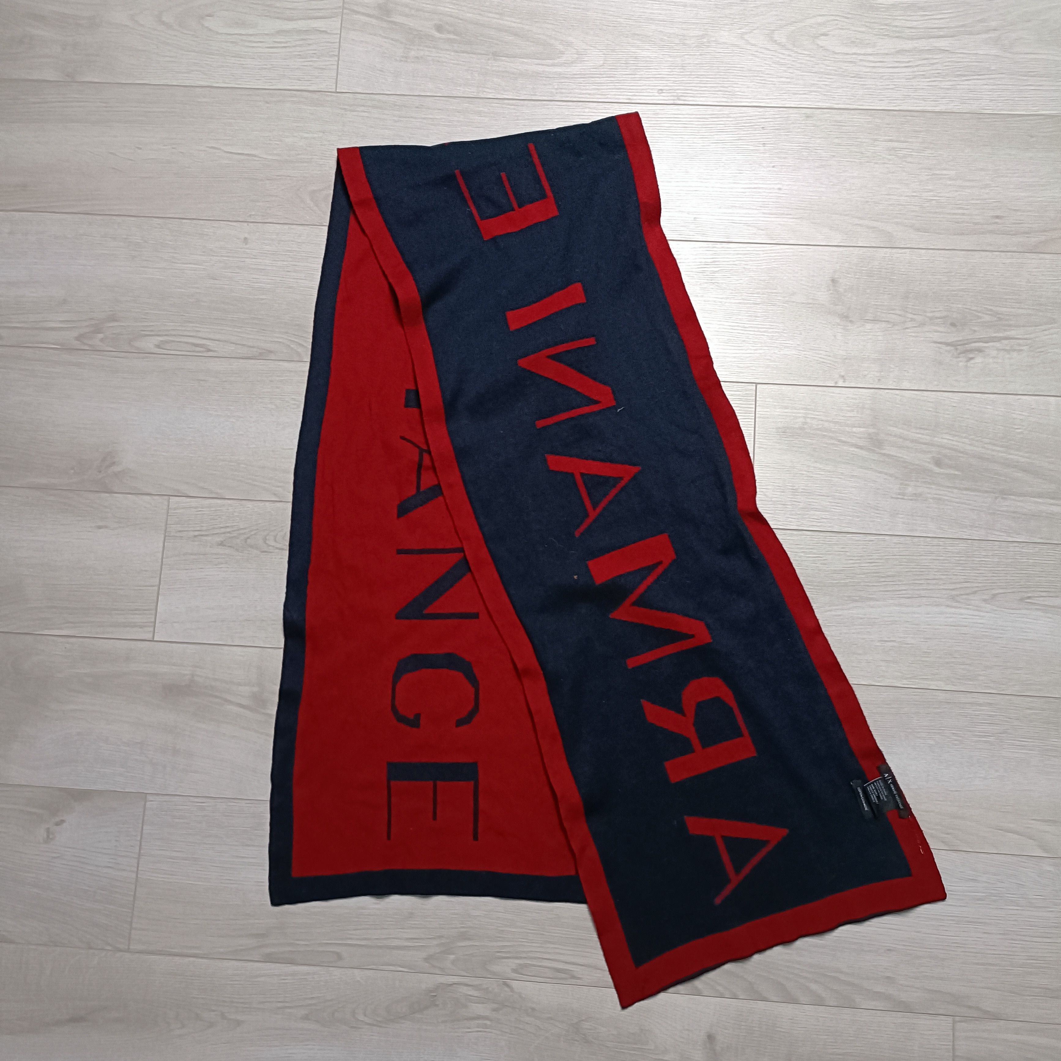 Armani Exchange Men's Red Navy Cotton Cashmer Scarf ! One Size Size ONE SIZE - 3 Thumbnail
