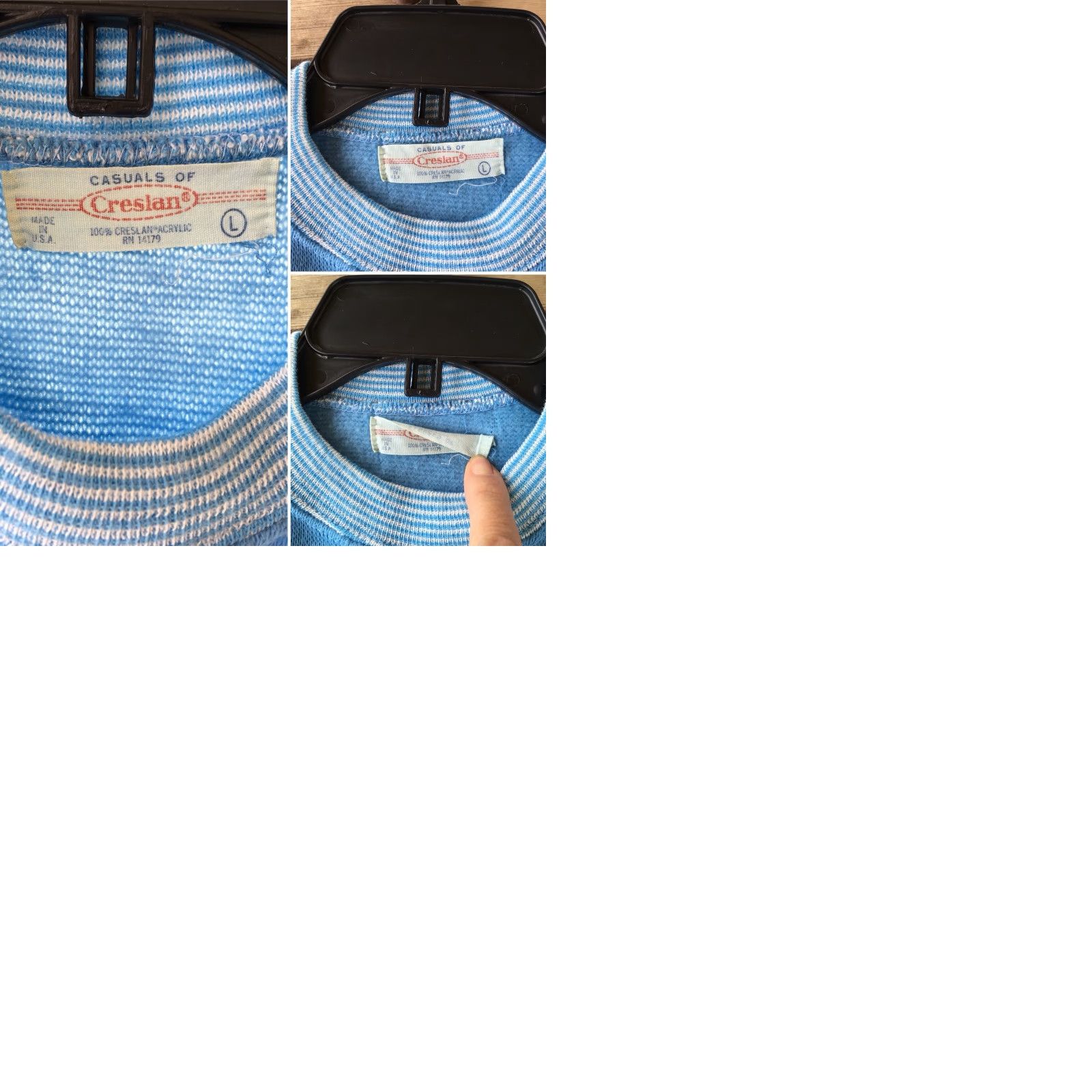 Vintage VINTAGE 1960s 1970s Creslan Acrylic Knit Short Sleeve Sweatshirt Knight Crest Rockabilly True Vintage Casuals Of Creslan L Blue Mens Shirt Size US L / EU 52-54 / 3 - 9 Thumbnail
