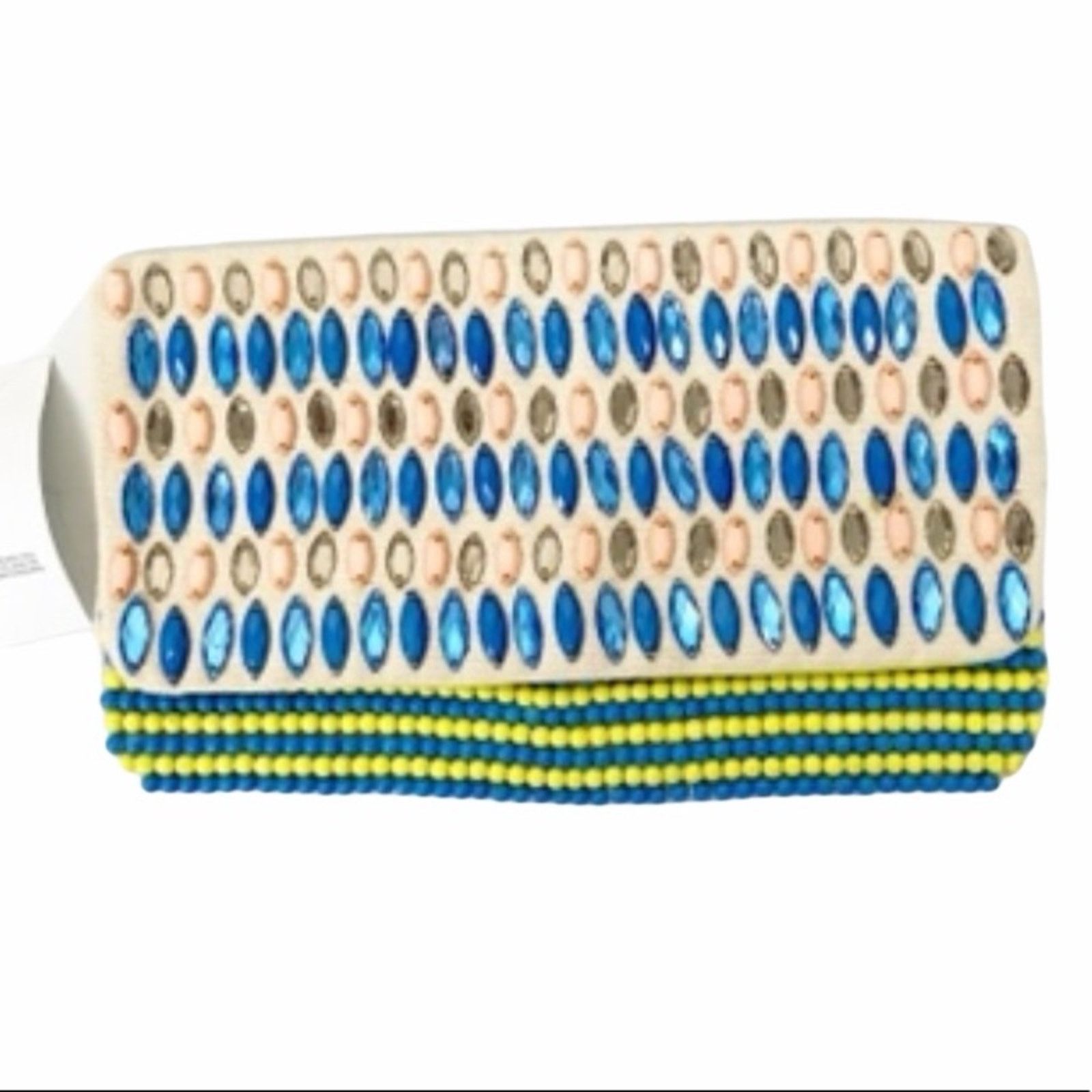 Loft Loft Blue Yellow Beaded Gem Clutch Size ONE SIZE - 1 Thumbnail