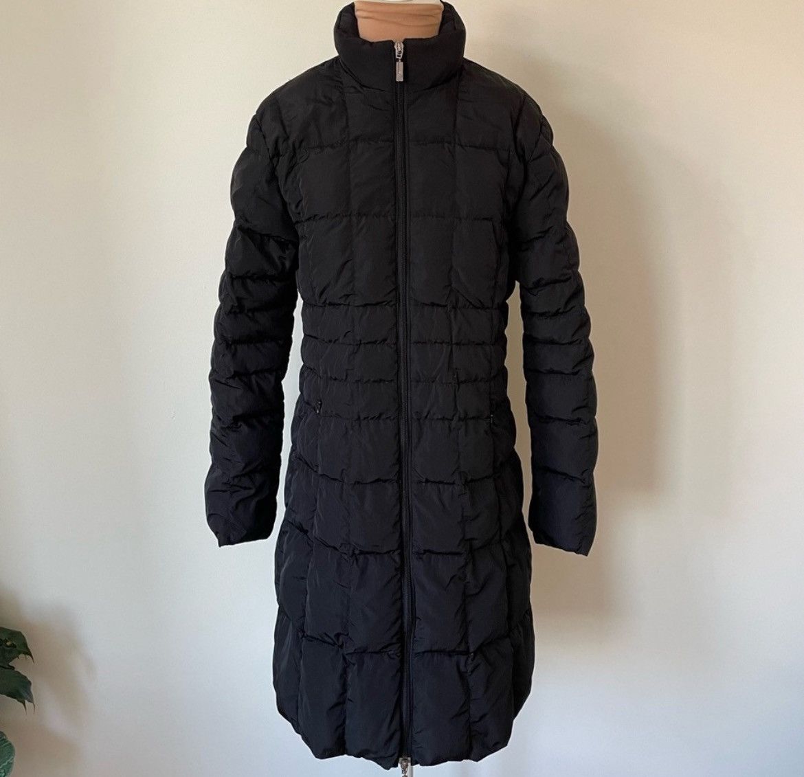 Image of Moncler Vintage Long Quilted Goose Down Puffer Coat Parka in Black, Women's (Size Small)