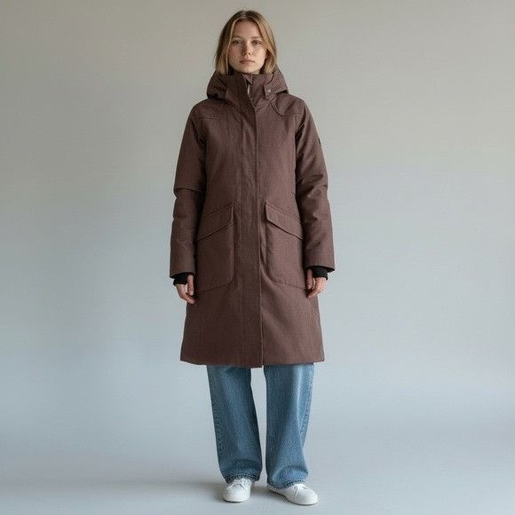 Other LOLE Women's Long Hooded Insulated Winter Coat - Taupe Brown Size L / US 10 / IT 46 - 1 Thumbnail