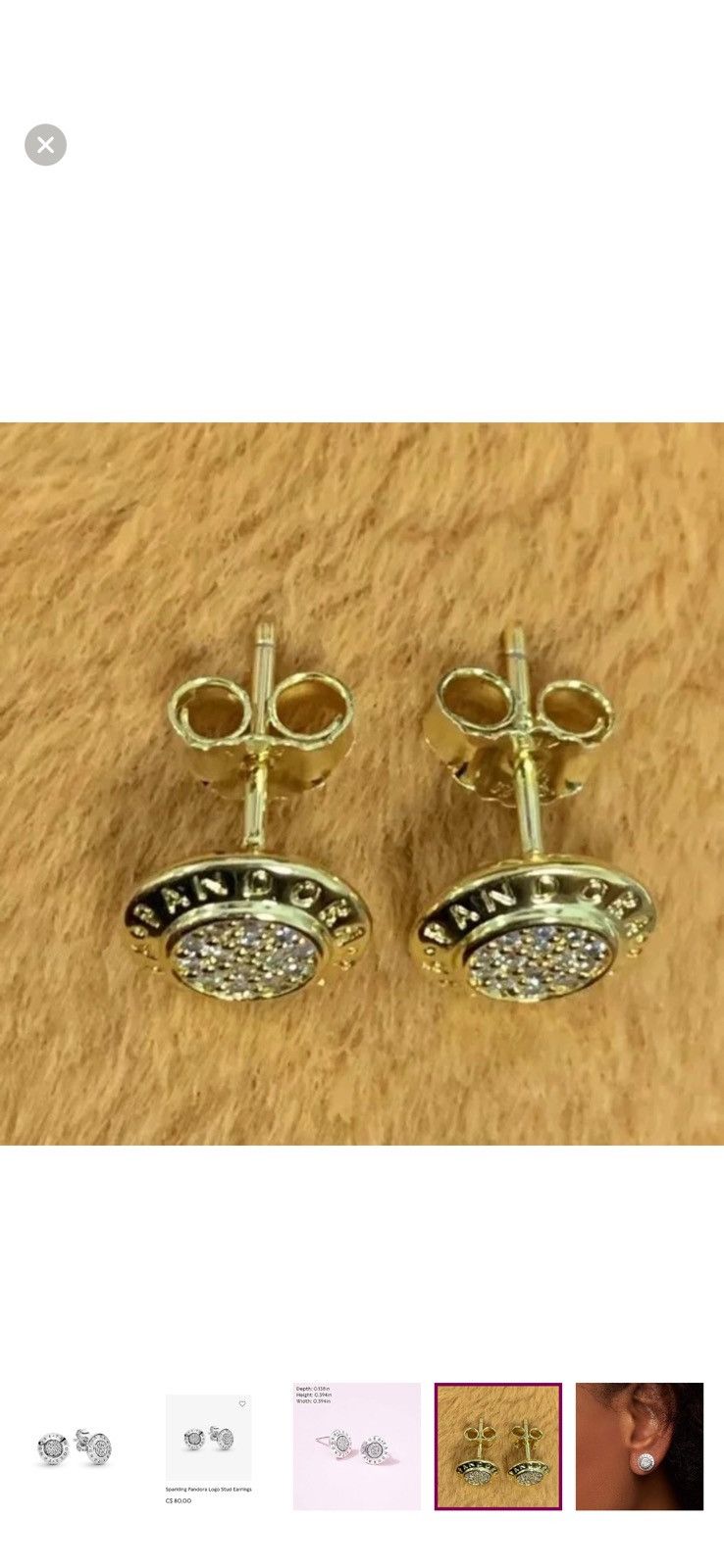 pandora Pandora Sparkling Logo Stud Earrings Size ONE SIZE - 6 Thumbnail