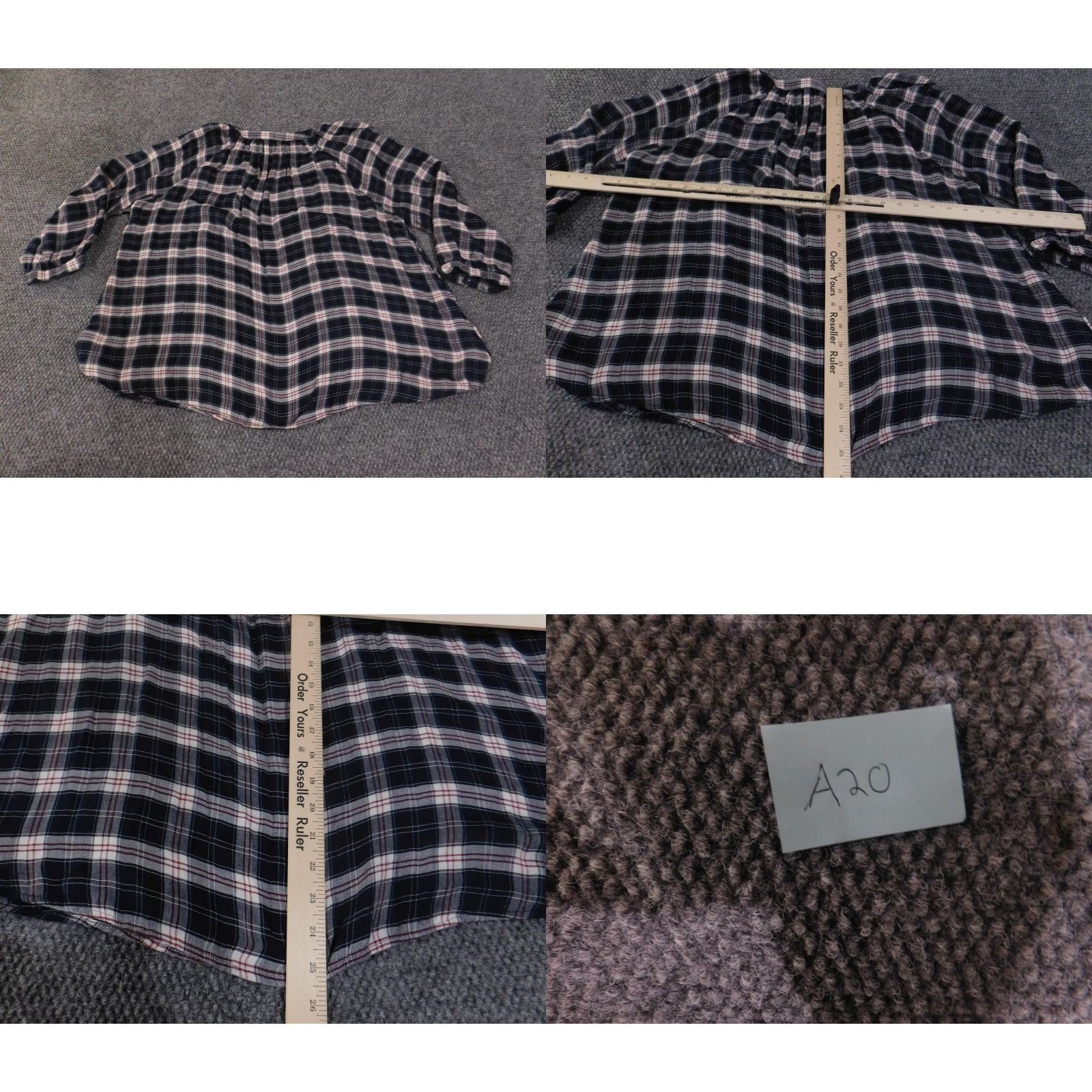 Loft LOFT Shirt Womens Large Navy Plaid Peasant Blouse 3/4 Sleeve V-Neck Raglan Flowing Blouse Womens L Navy Plaid Decade Pattern Shirt Size L / US 10 / IT 46 - 9 Thumbnail