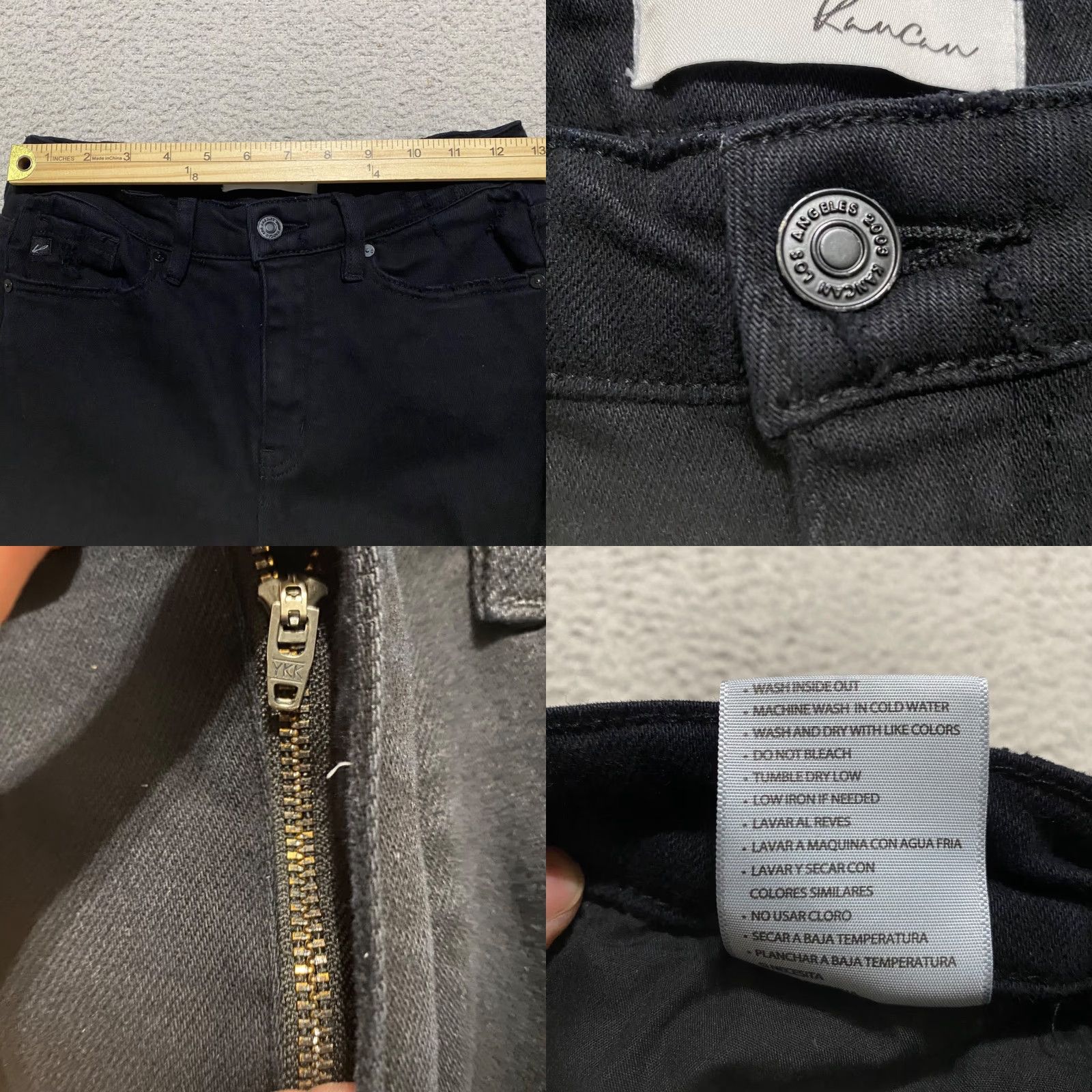 Vintage KanCan Jeans Black Denim Dark Wash Straight High Rise Distressed Womens Size 7 Size 28" / US 6 / IT 42 - 8 Thumbnail