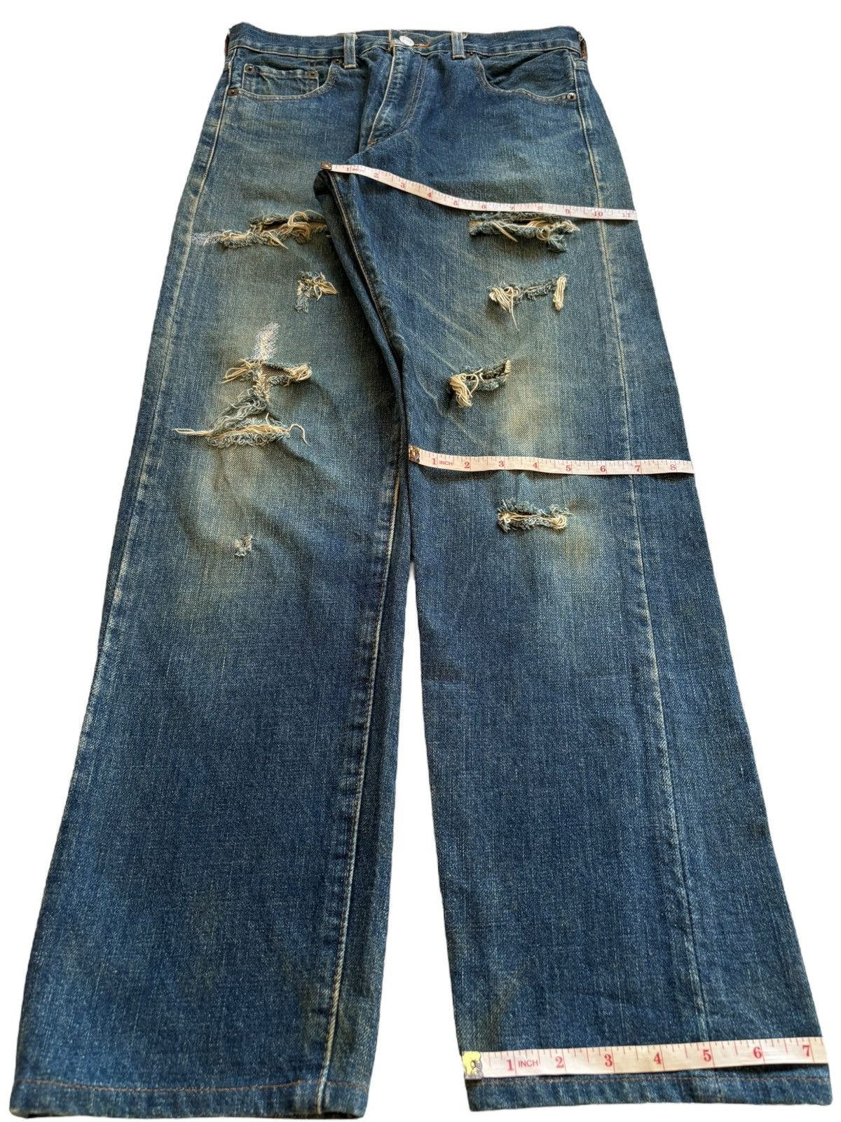 Levi's Vintage 80s Levis 502XX Big E Selvedge Distress Rip Jeans Size US 29 - 16 Thumbnail