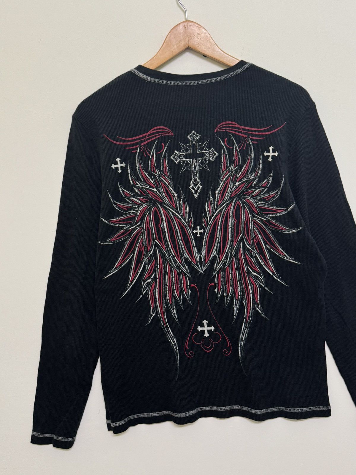 Affliction No Boundaries Skull Cross and Wing Design Black Long Sleeve Size US L / EU 52-54 / 3 - 6 Thumbnail