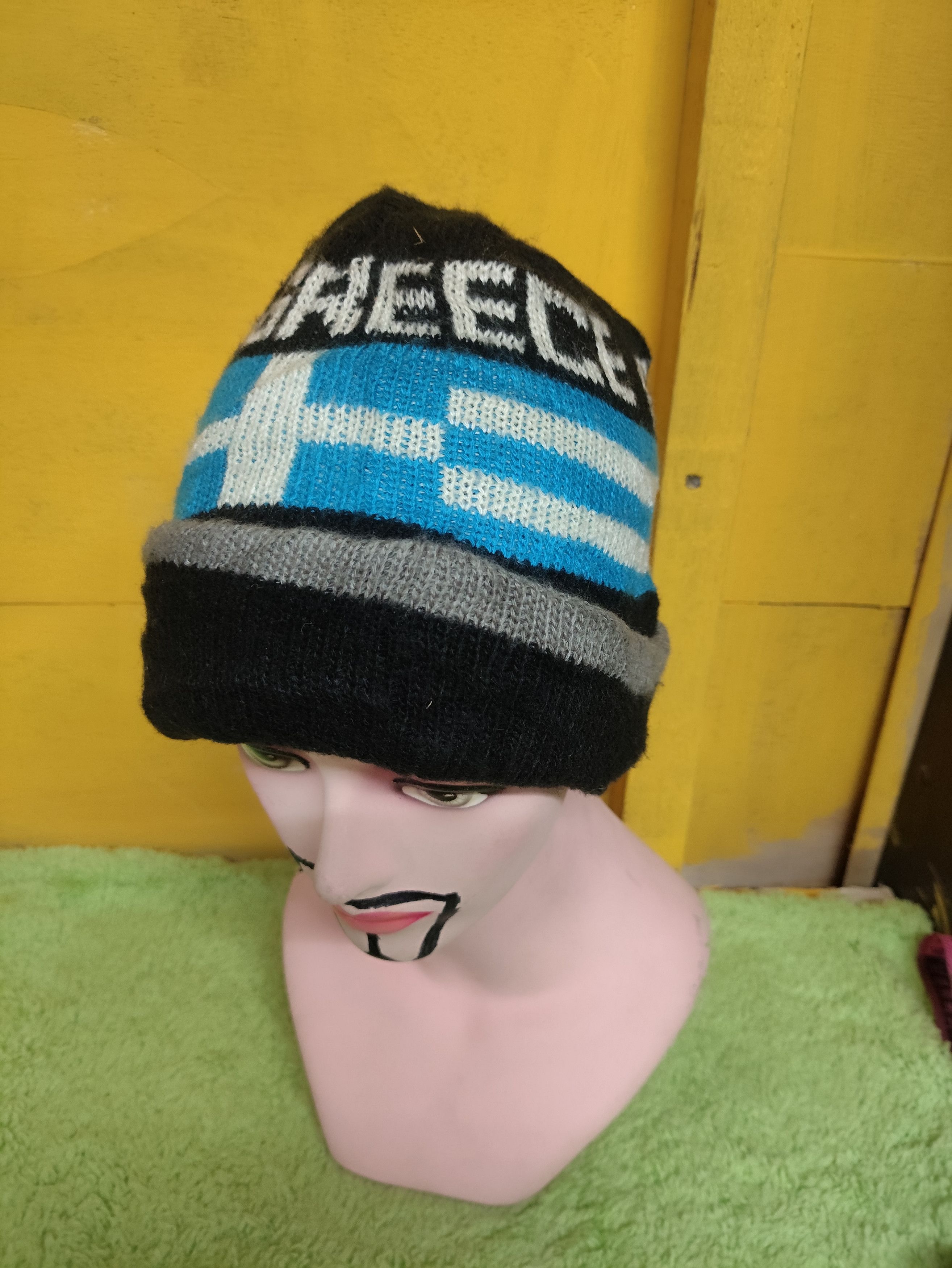 Vintage Rare Stuff GREECE FLAG Beanie Snowcap Hat Size ONE SIZE - 1 Thumbnail