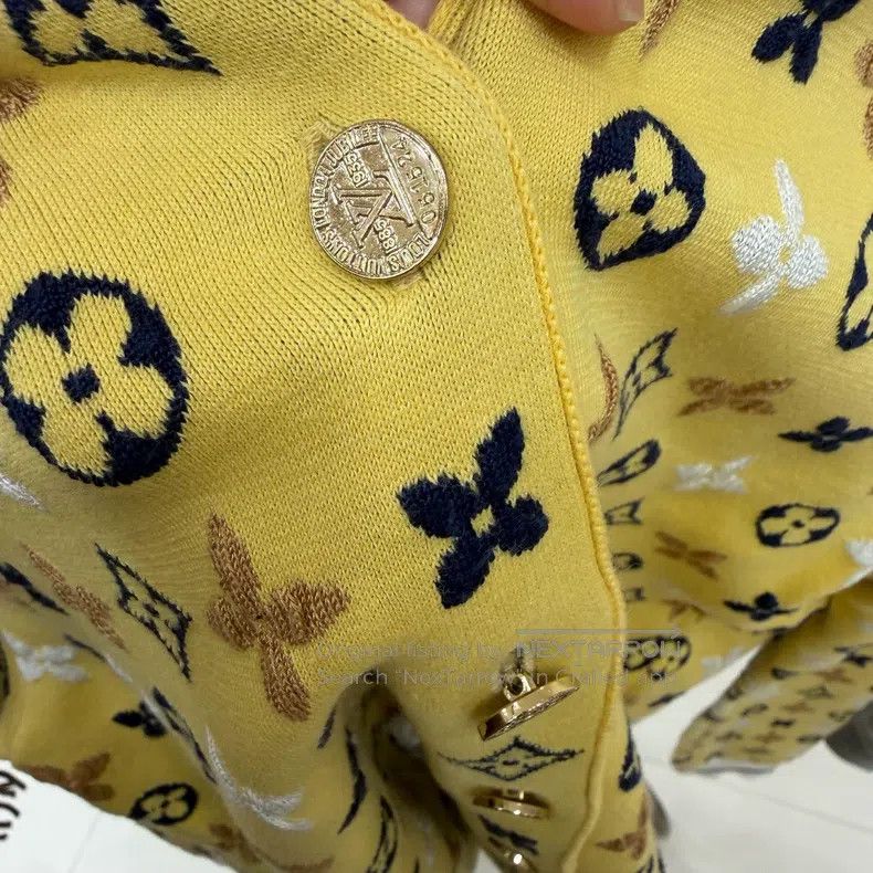 Louis Vuitton Louis Vuitton Yellow full print mulberry silk cardigan jac Size M / US 6-8 / IT 42-44 - 3 Thumbnail
