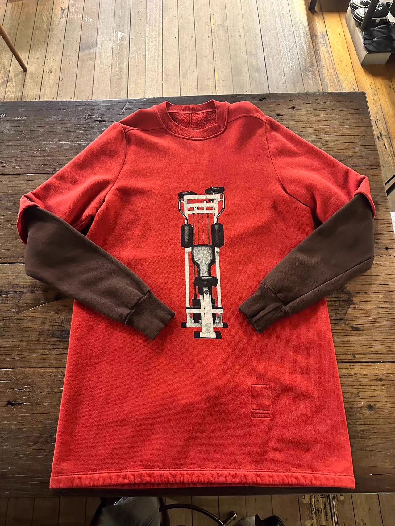 Rick Owens Drkshdw DRKSHDW 19FW red Gym‑print layered‑look sweatshirt Ｑ25 Size US XS / EU 42 / 0 - 1 Thumbnail