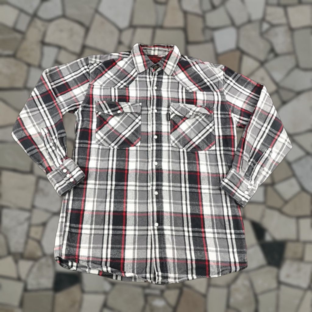 Vintage VINTAGE Five Brother Shirt Mens Medium Gray Plaid Flannel Pearl Snap Western Utility Long Sleeve Casual Workwear 90s Cowboys Mens Size US M / EU 48-50 / 2 - 1 Thumbnail