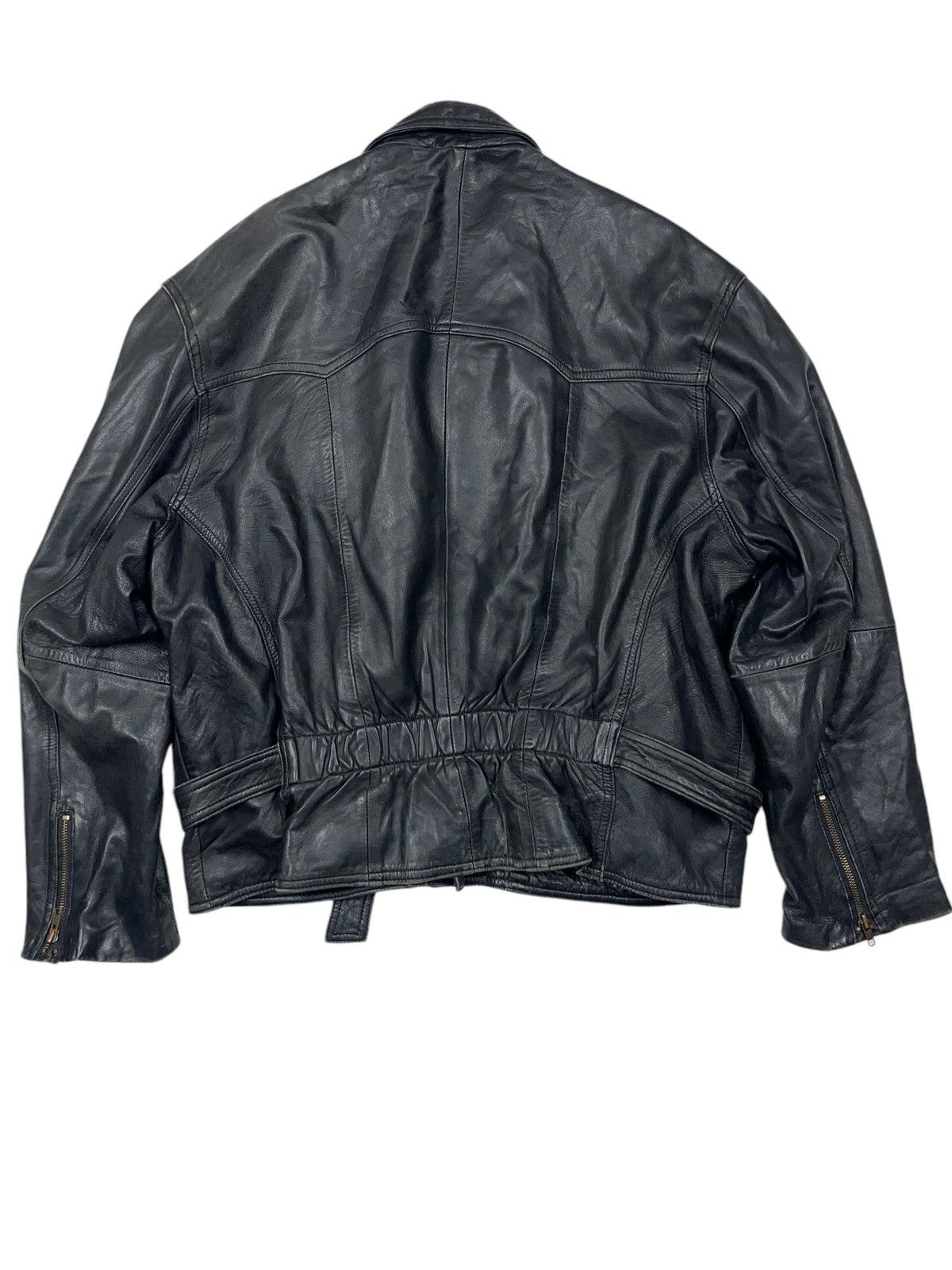Vintage Vintage Leather Biker Belted Jacket Avant Garde Size US XL / EU 56 / 4 - 2 Thumbnail