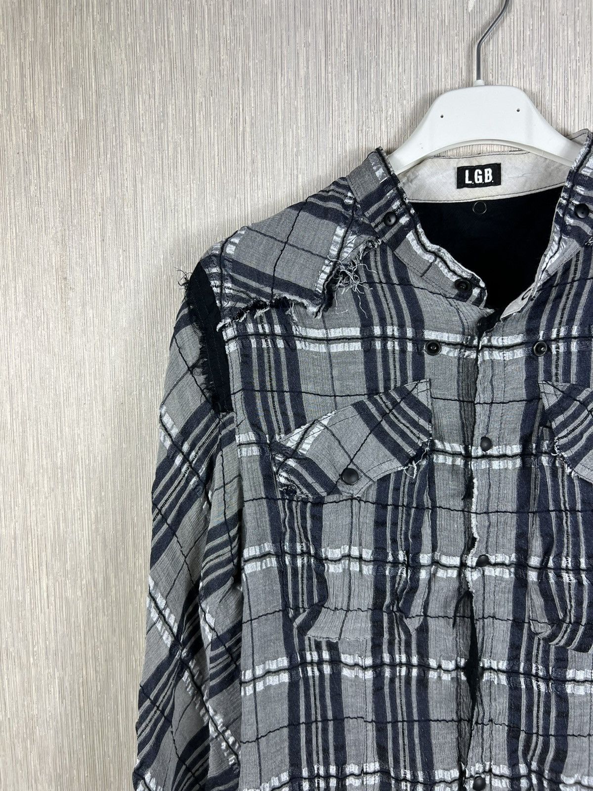 Le Grande Bleu (L.G.B.) L.G.B Le Grande Bleu rockabilly ripped plaid button up shirt Size US S / EU 44-46 / 1 - 4 Thumbnail