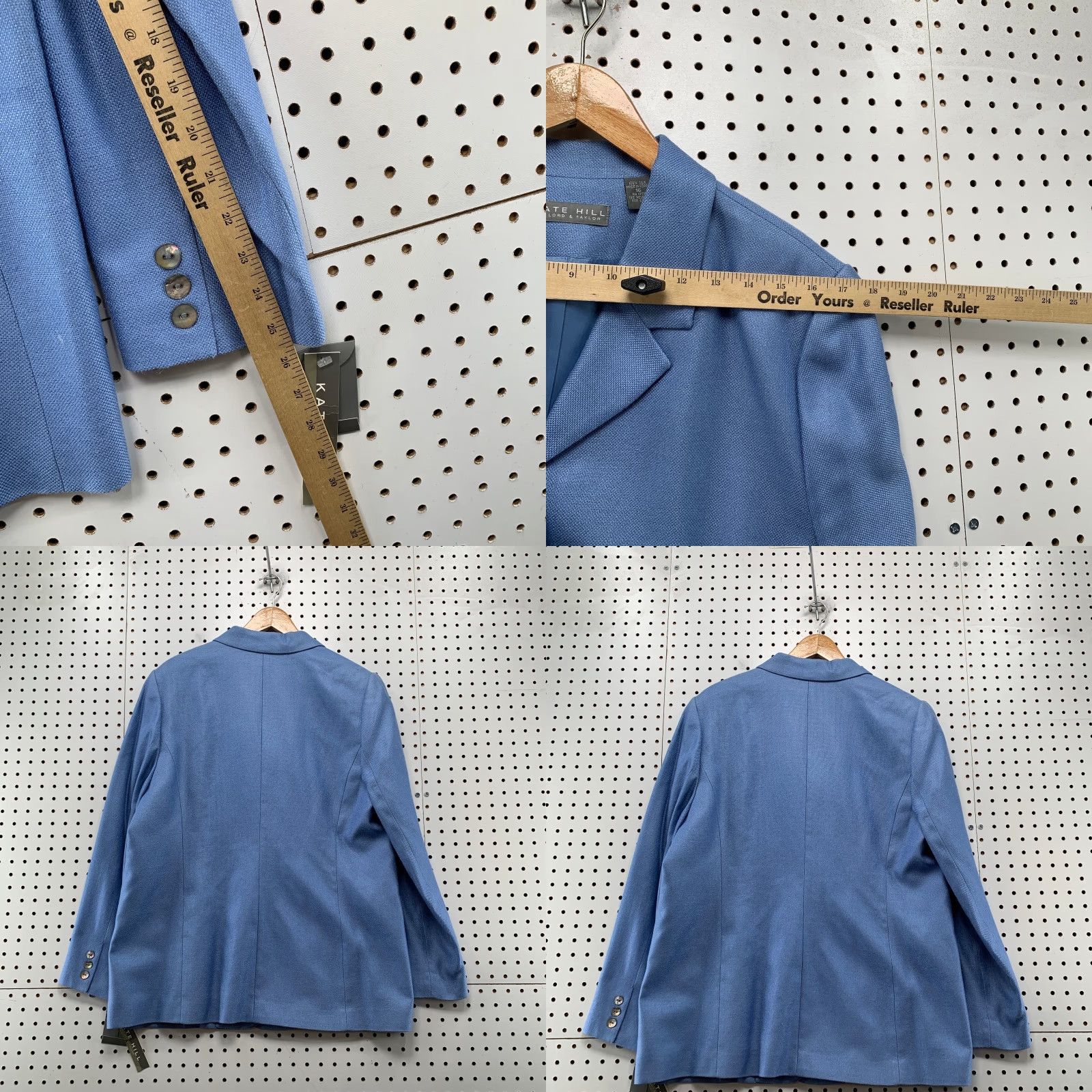 Lord & Taylor LORD & TAYLOR Kate Hill 100% Silk Blazer Womens 16 Blue NWT Work Business Size XXL / US 16-18 / IT 52-54 - 9 Thumbnail