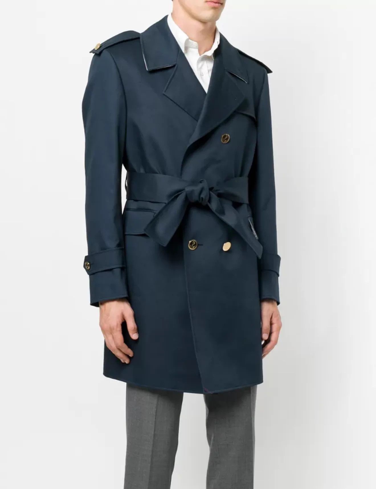 Thom Browne Thom Browne Men's Navy DB Gold-Button Trench Coat Size1 Size US S / EU 44-46 / 1 - 7 Thumbnail