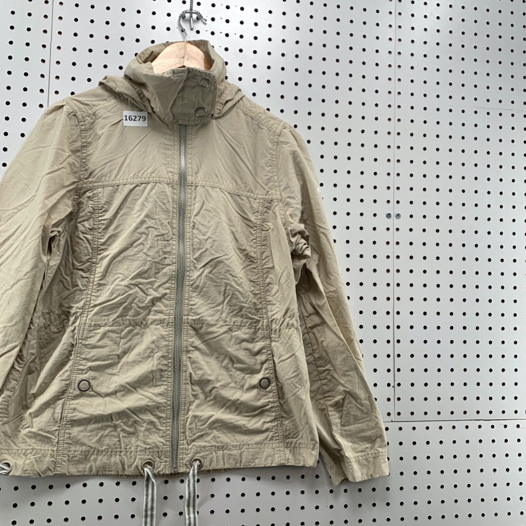 Vintage Columbia Womens Lightweight Hooded Jacket Beige Medium Full Zip Drawstring Jacket Size M / US 6-8 / IT 42-44 - 4 Thumbnail