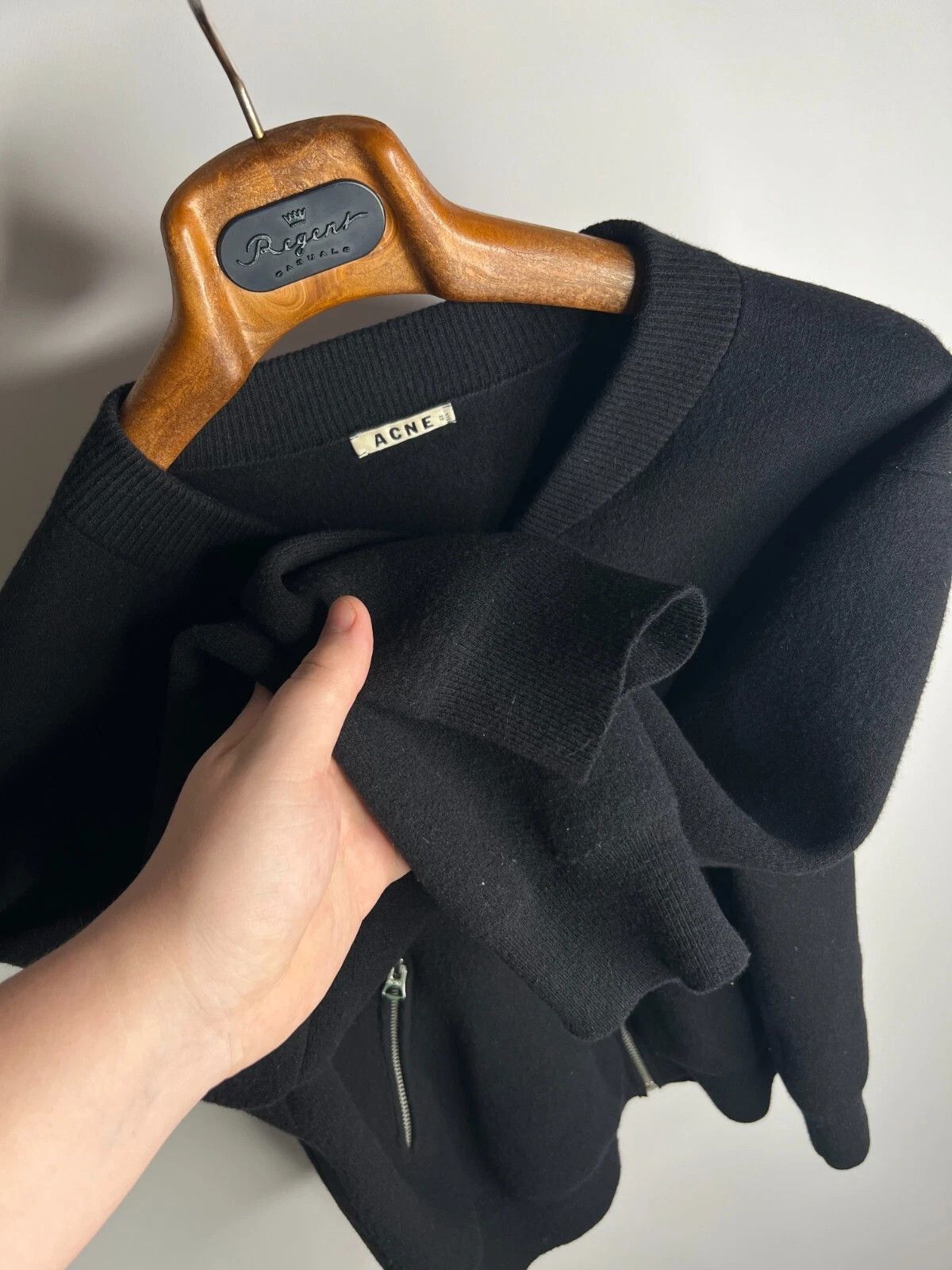 Acne Studios Acne Studios Olympia Black Merino Wool Agnora Bomber Jacket Size S / US 4 / IT 40 - 8 Thumbnail