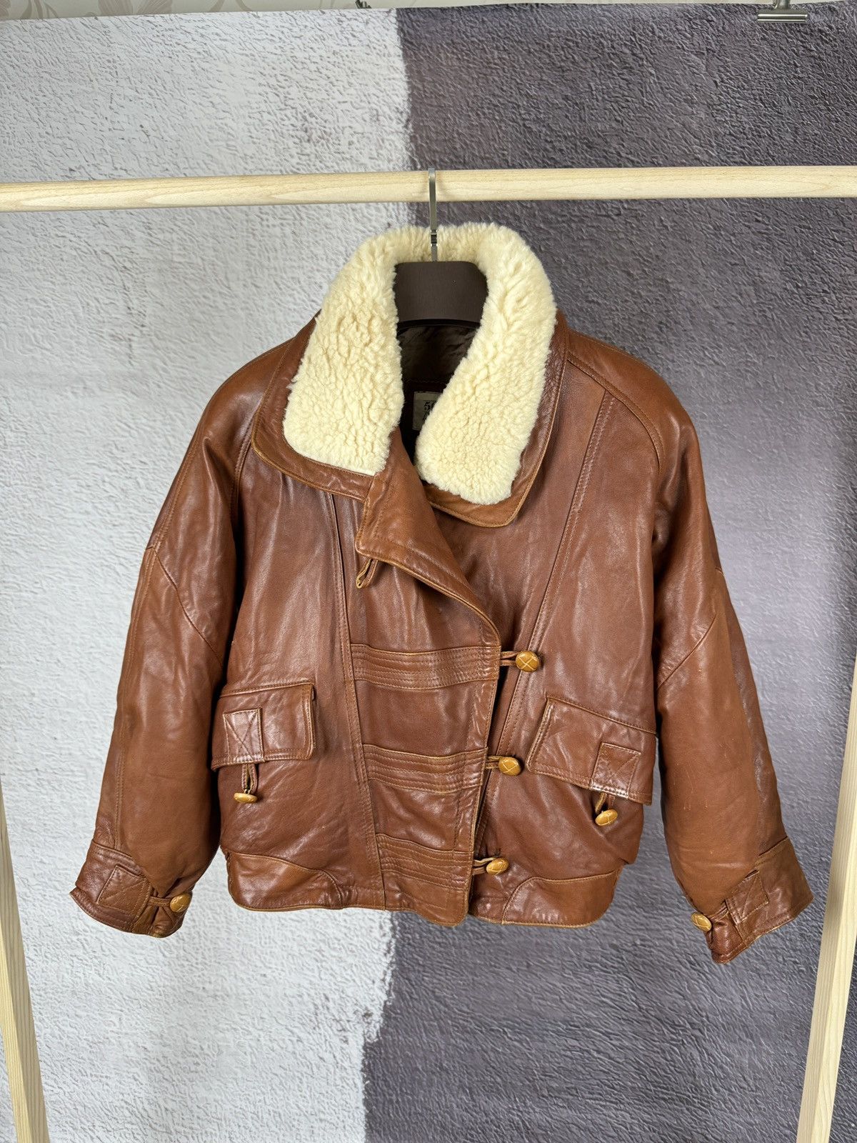 Vintage Vintage 80s 90s brown motorcycle leather Sherpa jacket Size M / US 6-8 / IT 42-44 - 1 Thumbnail