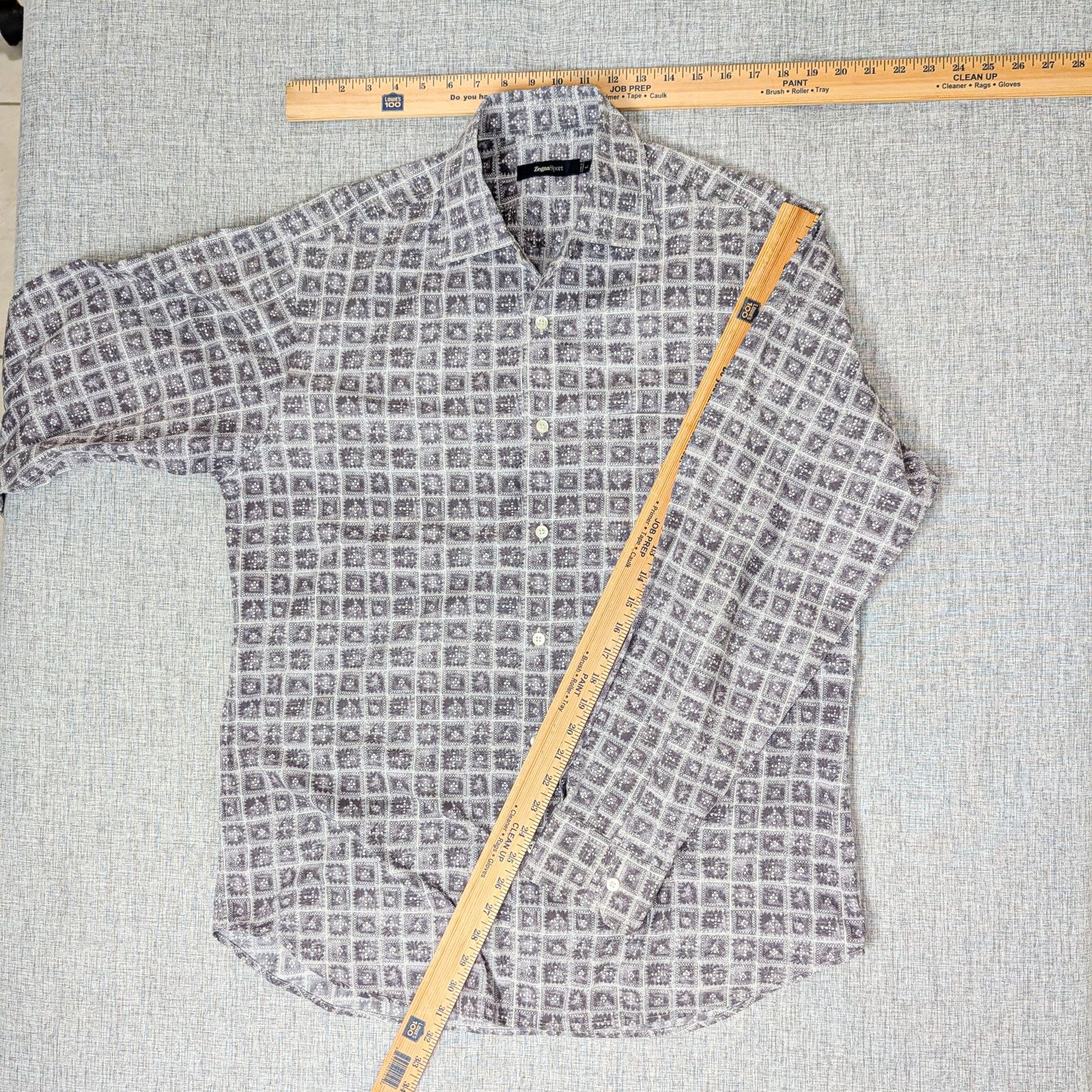 Ermenegildo Zegna Zegna Sport Men's Button up Shirt Gray check geo print Large Size US L / EU 52-54 / 3 - 7 Thumbnail