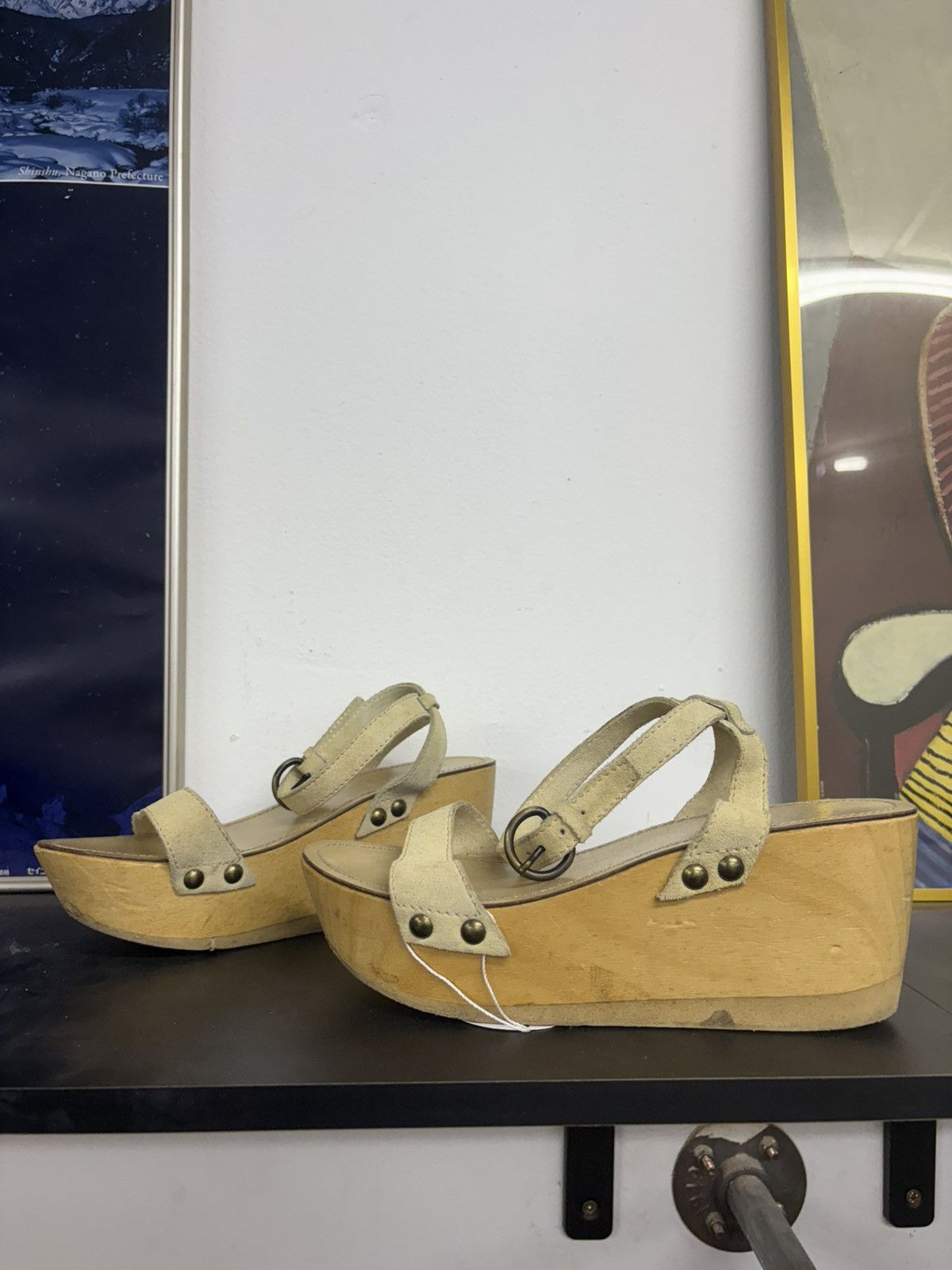 Miu Miu Miu Miu Studded Vintage Y2K Wood High Platform Sandals Heels Size US 8 / IT 38 - 4 Thumbnail