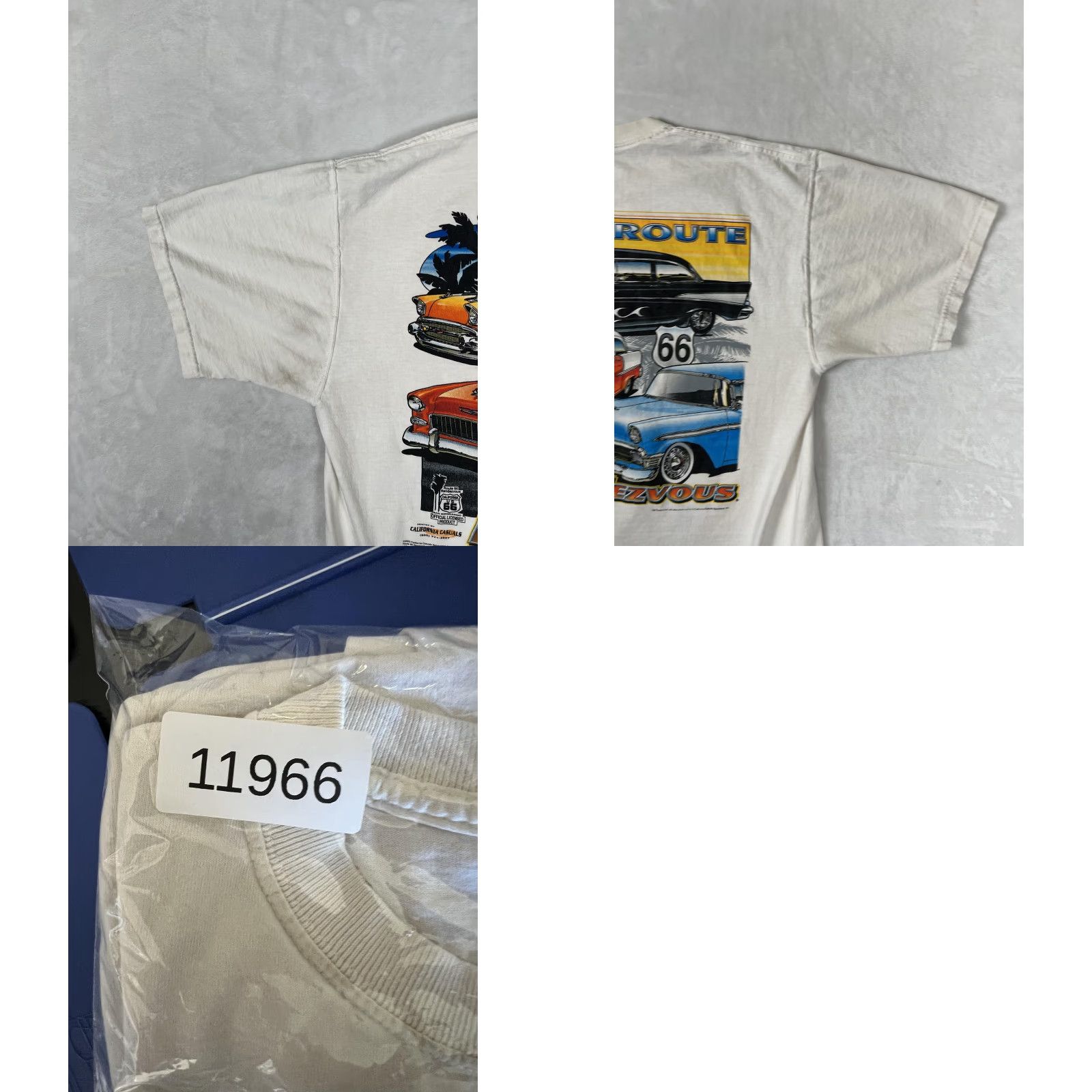 Vintage VINTAGE Route 66 Rendezvous Bel Air Hot Rod T-Shirt Mens Large White California Size US L / EU 52-54 / 3 - 9 Thumbnail