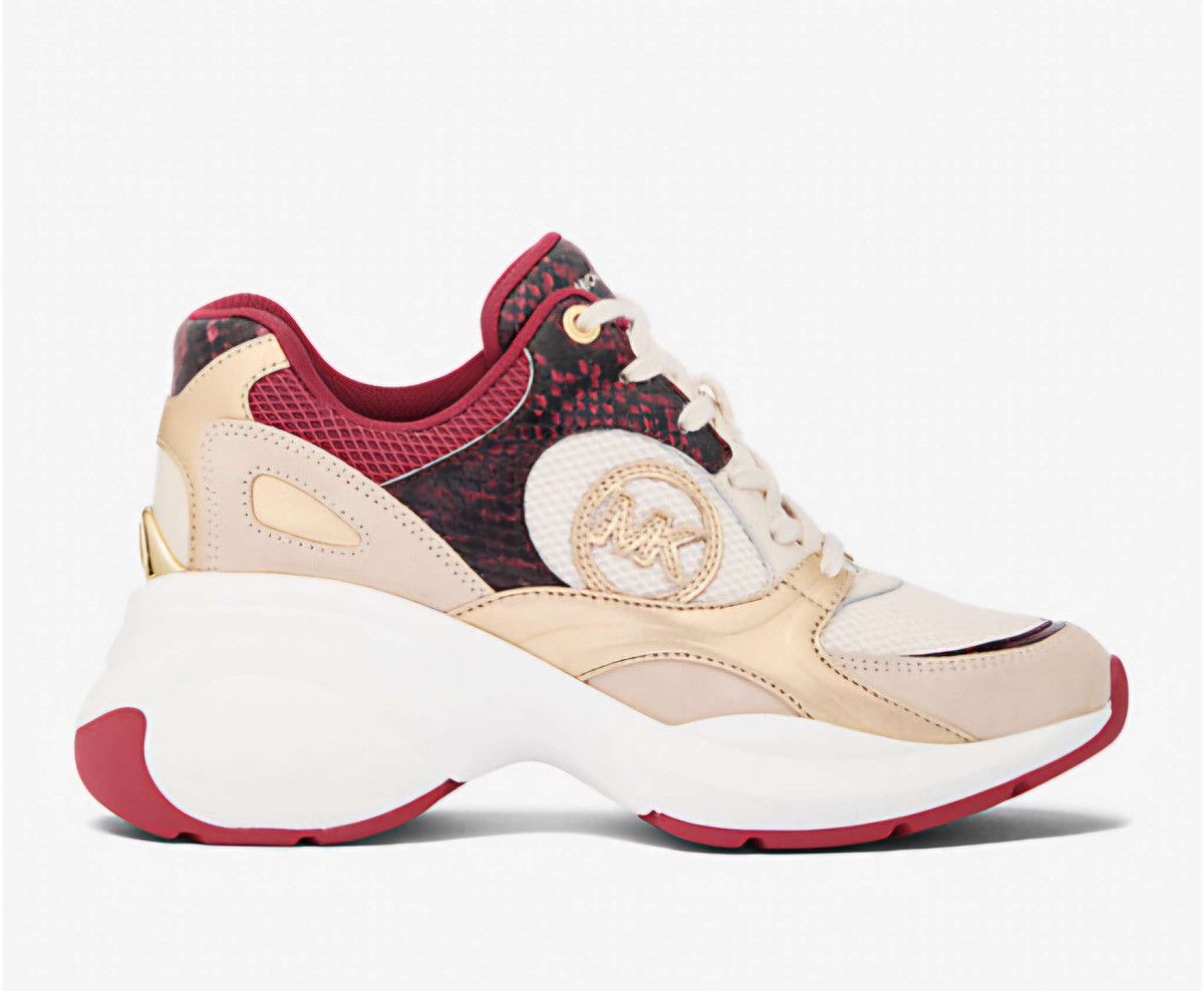 Michael Kors Zuma Snake Embossed Leather and Mesh Trainer By Michael Kors Size US 7 / IT 37 - 6 Thumbnail