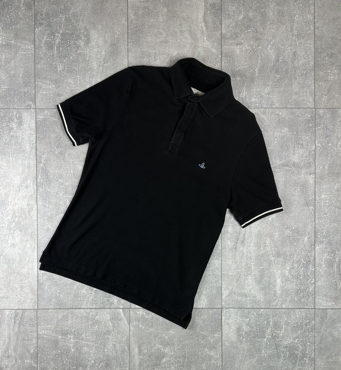 Vivienne Westwood Small Logo Luxury Mens Black Polo T-Shirt