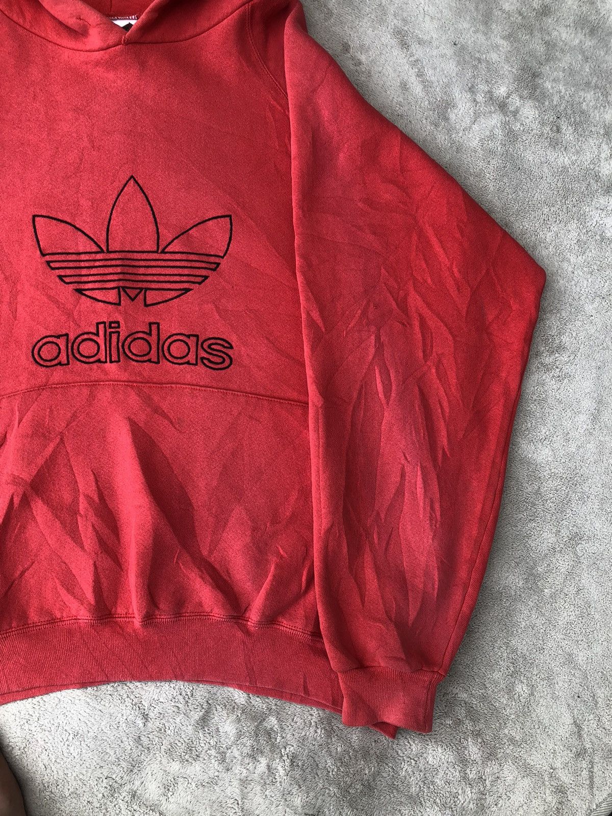 Vintage Vintage 80s Adidas Big Logo Distressed Hoodie Size US XL / EU 56 / 4 - 4 Thumbnail