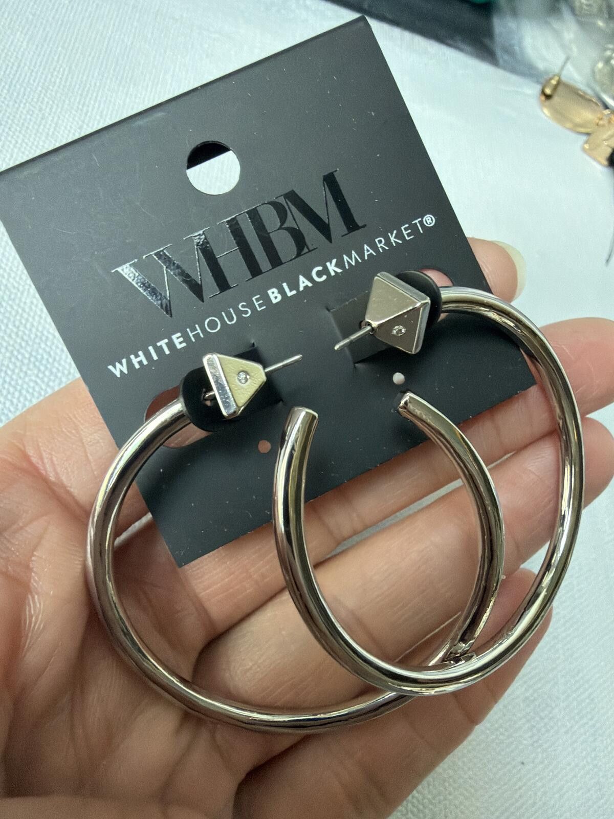 Other WHBM Silver Tone Statement Hoop Earrings NWT Size ONE SIZE - 1 Thumbnail