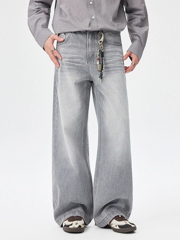 Jean Men's Retro Straight-Leg Loose-Fit Distressed Wide-Leg Jeans Size US 32 / EU 48 - 1 Thumbnail