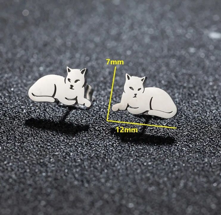 Jewelry Cat Mini Stud Earrings Charm Earring Gift Size ONE SIZE - 2 Thumbnail