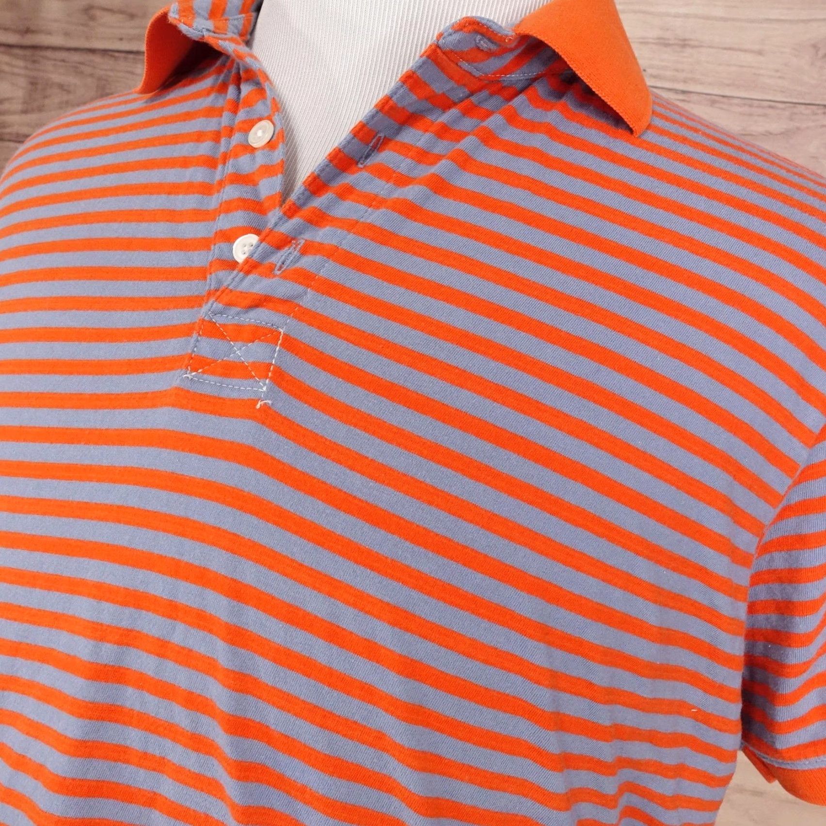 Bonobos Bonobos Polo Shirt Mens L Orange Gray Stripe 100% Cotton Standard Fit Casual Shirt Size US L / EU 52-54 / 3 - 2 Thumbnail
