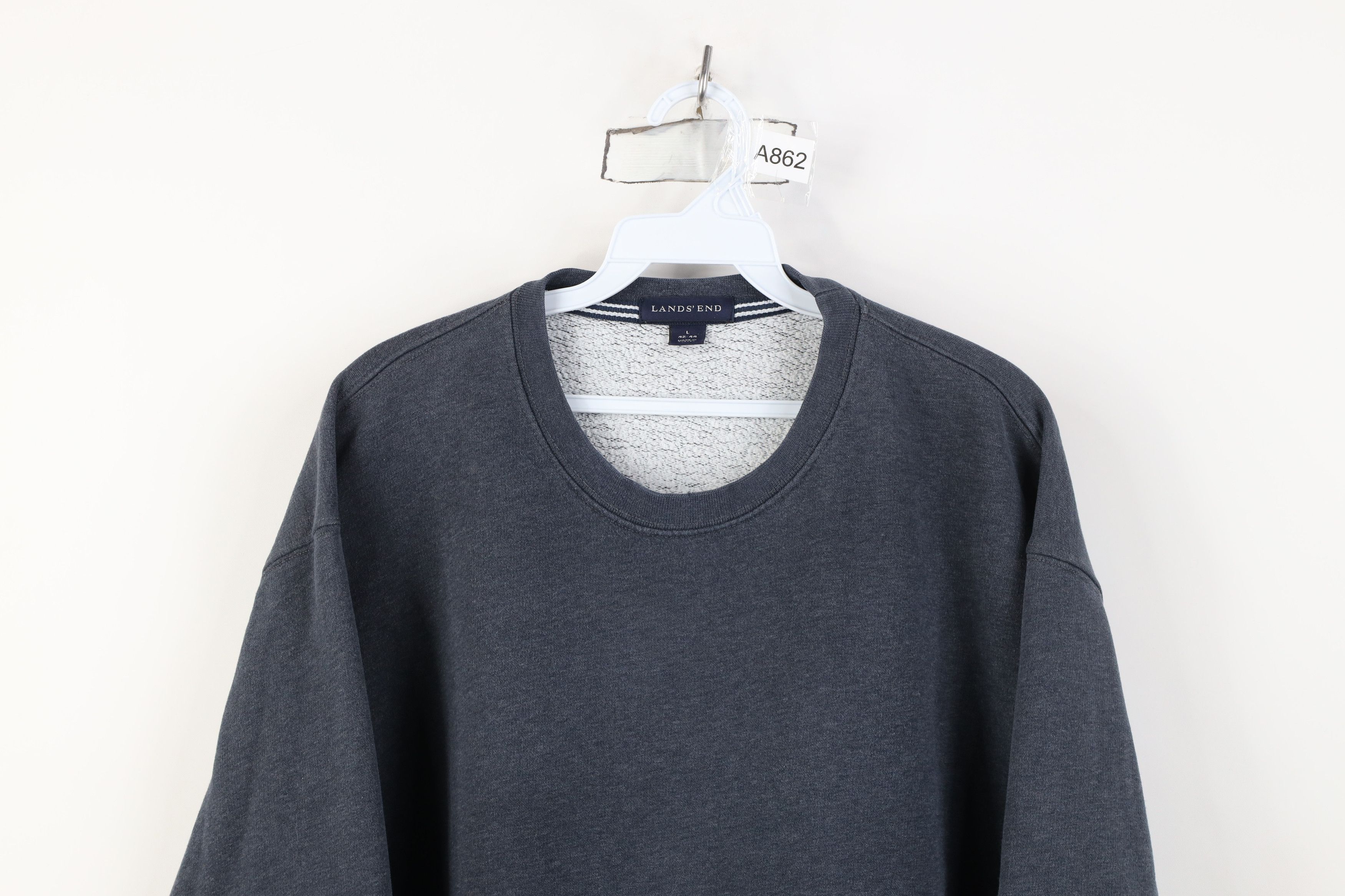 Lands' End Vintage 90s Lands End Faded Blank Crewneck Sweatshirt Blue Size US L / EU 52-54 / 3 - 2 Thumbnail
