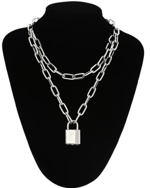 Jewelry Lock Chain Necklace with Padlock Pendants Size ONE SIZE - 1 Thumbnail